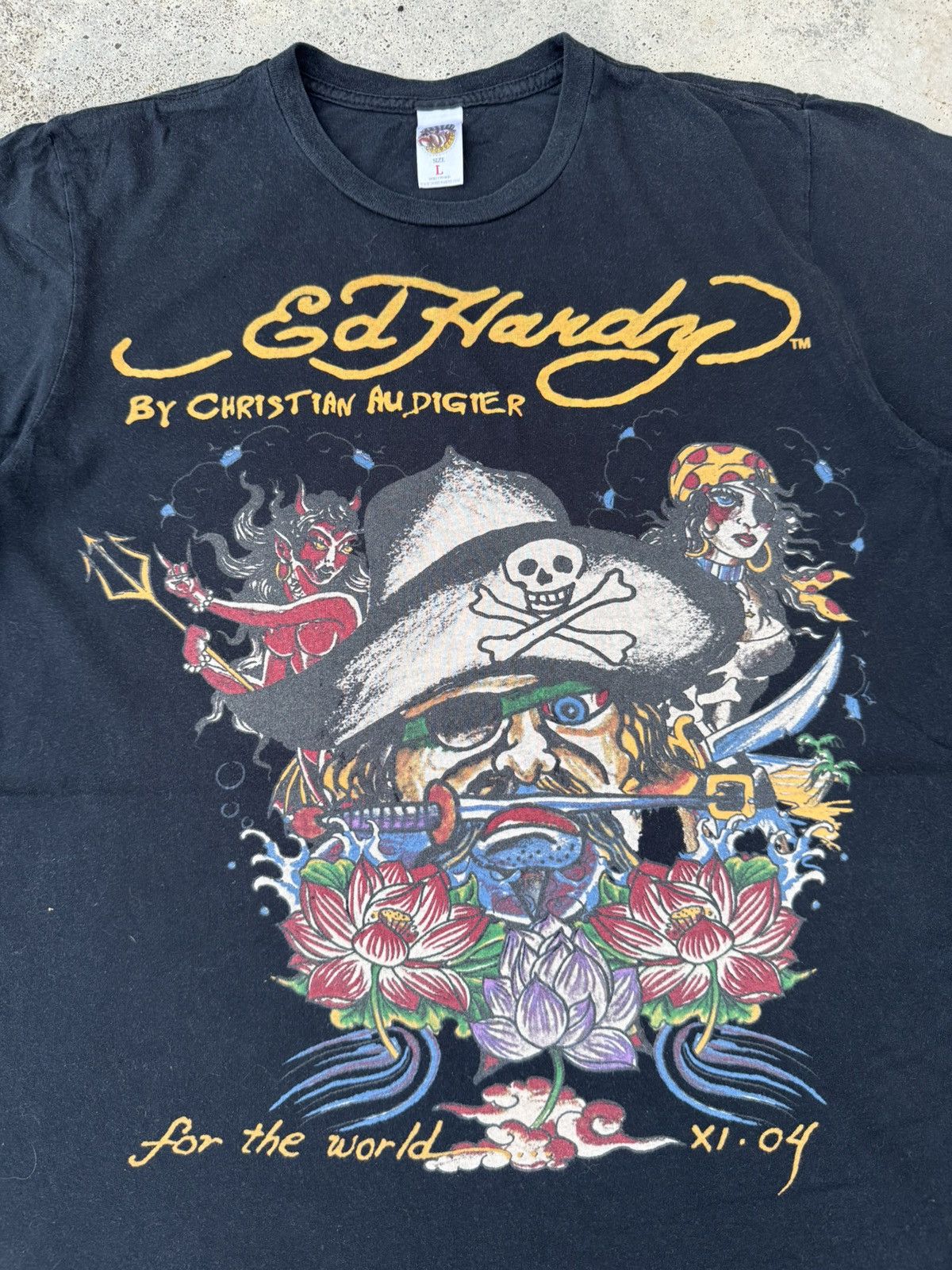 Christian Audigier Vintage Ed Hardy By Christian Audigier Demon Pirate T-Shirt Size US L / EU 52-54 / 3 - 2 Thumbnail