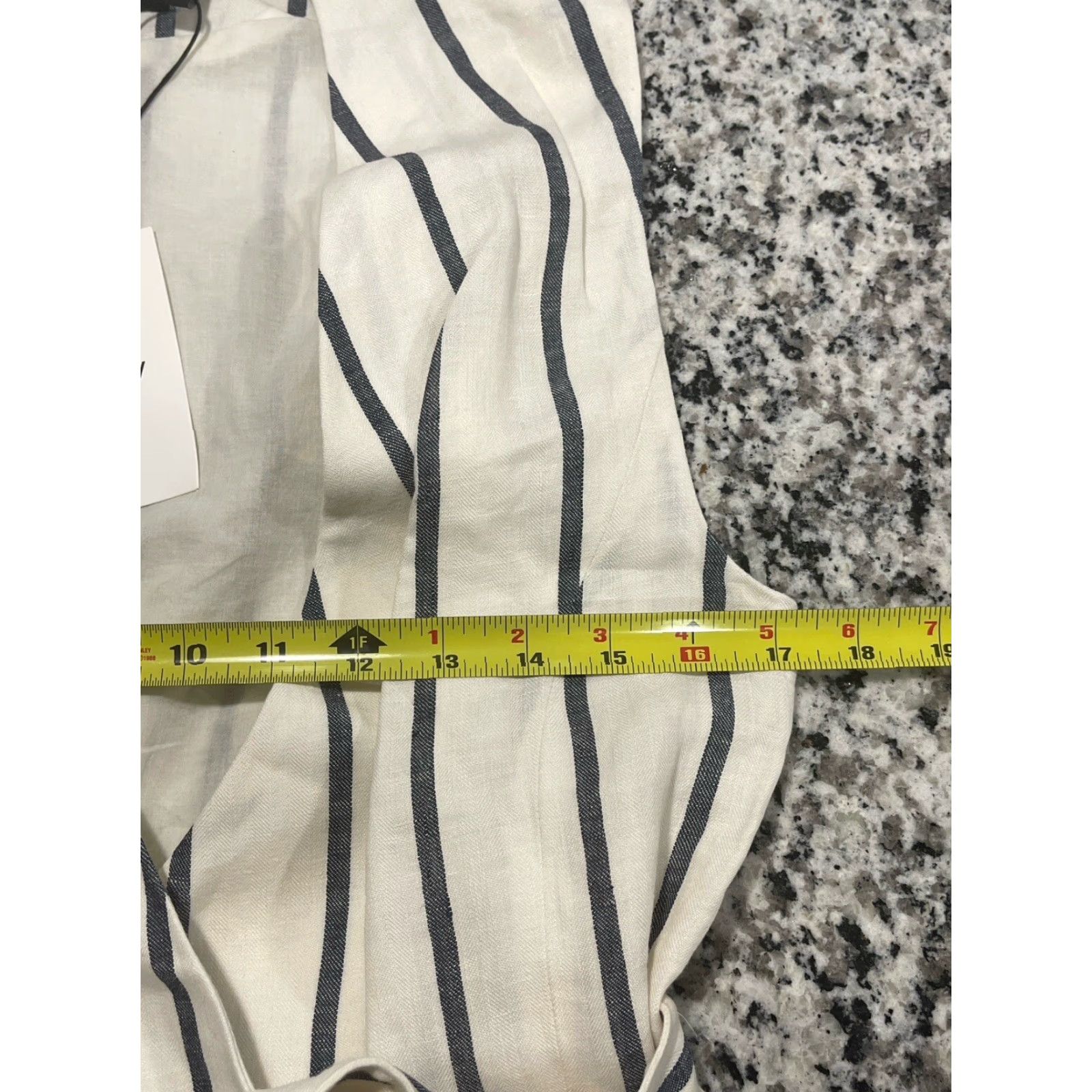 Theory Theory Dress Womens Size 10 White and Blue Linen Striped Wrap Sleeveless Knee-Length NWT Size L / US 10 / IT 46 - 6 Thumbnail