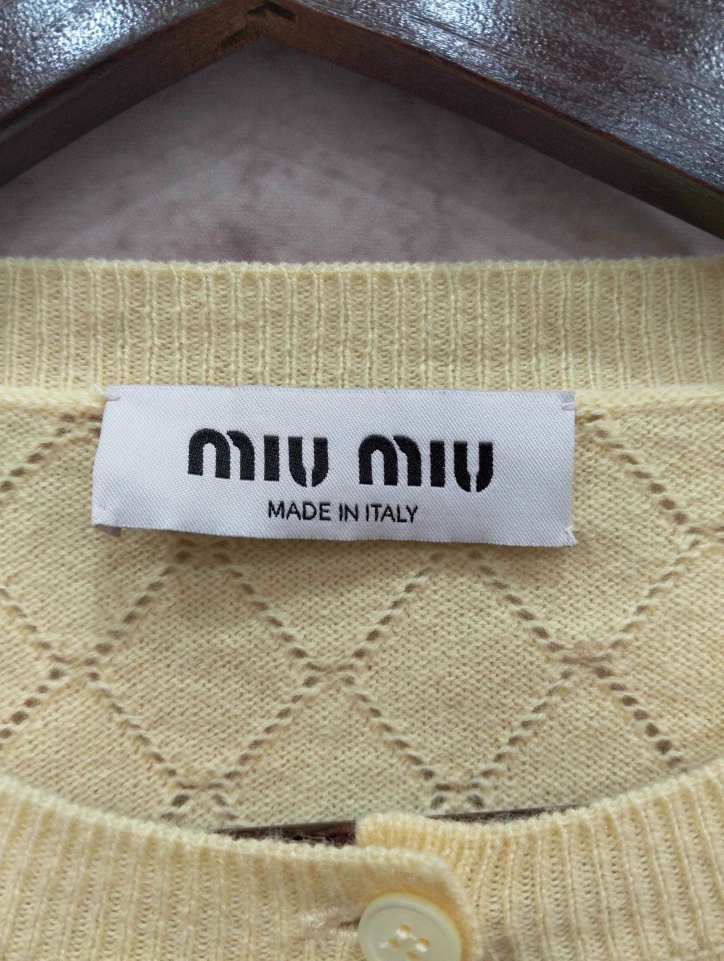 Miu Miu MIU MIU yellow crystal knit cardigan IT42 95New Size M / US 6-8 / IT 42-44 - 4 Thumbnail