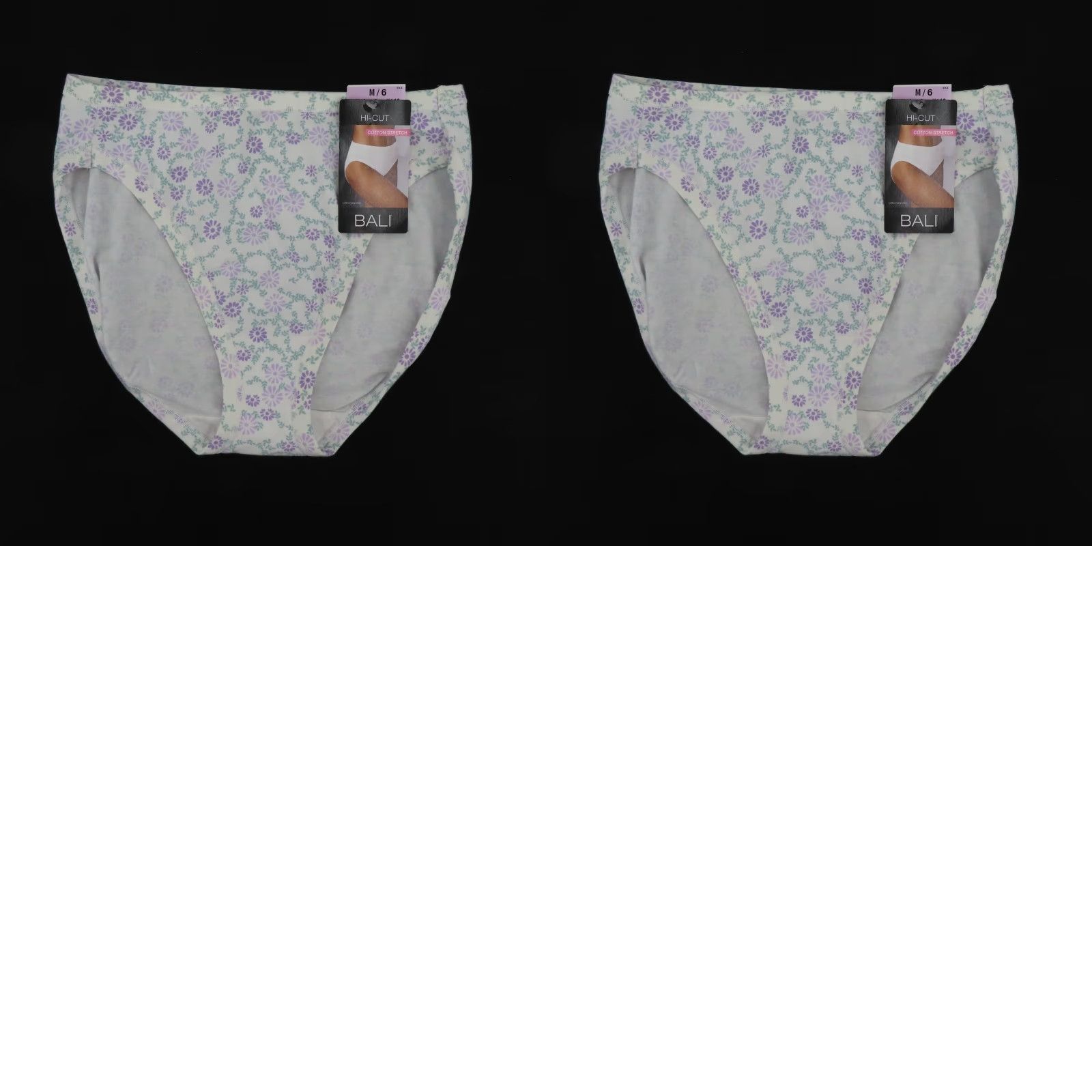 Vintage Bali Women Panties Hi Cut 2118 Medium M Purple Green White Floral NEW Brief Size 32" / US 10 / IT 46 - 8 Thumbnail