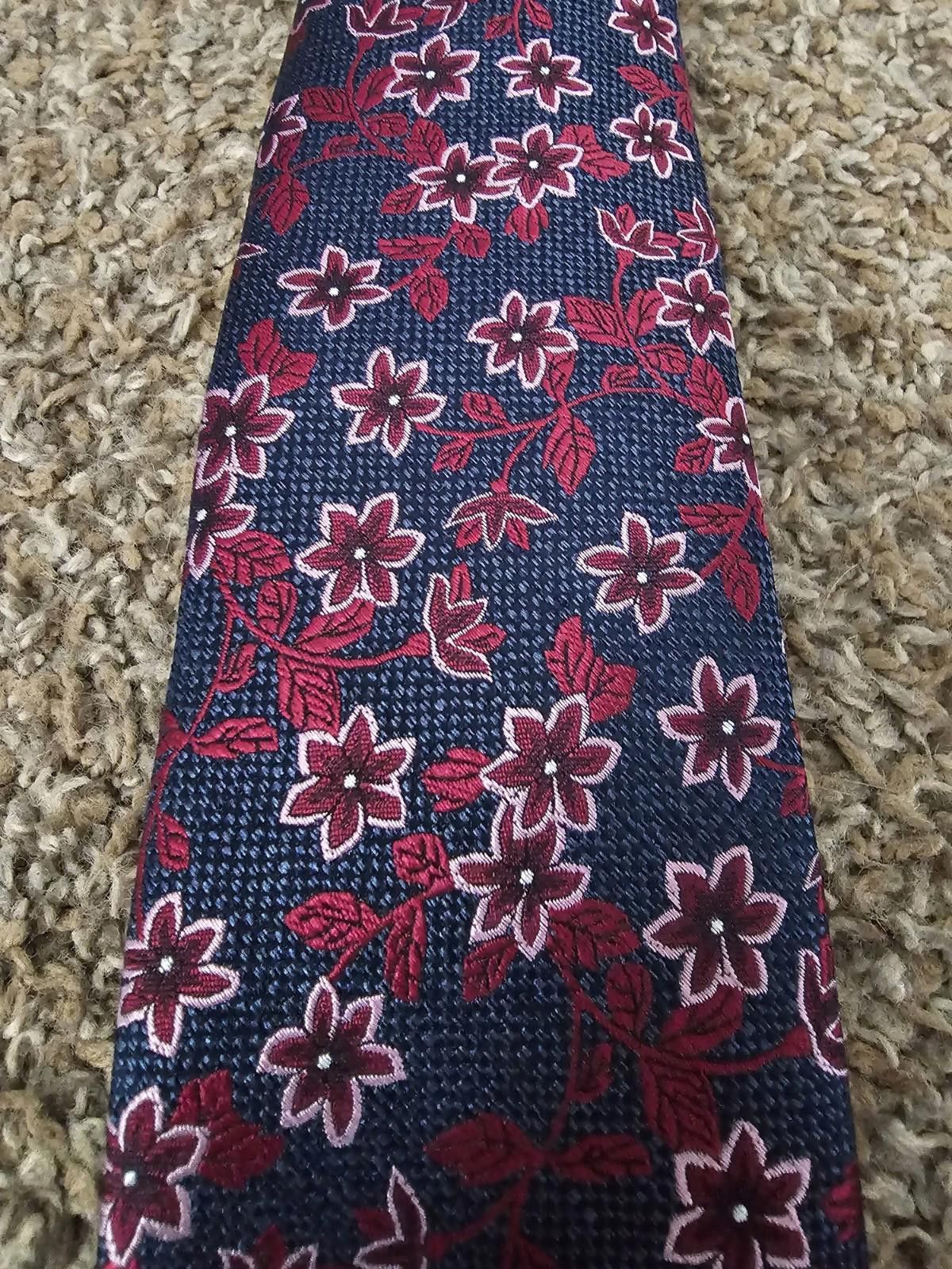 Pronto Uomo Pronto Oumo Floral Necktie Blue Purple Red Silk Blend Size ONE SIZE - 1 Thumbnail