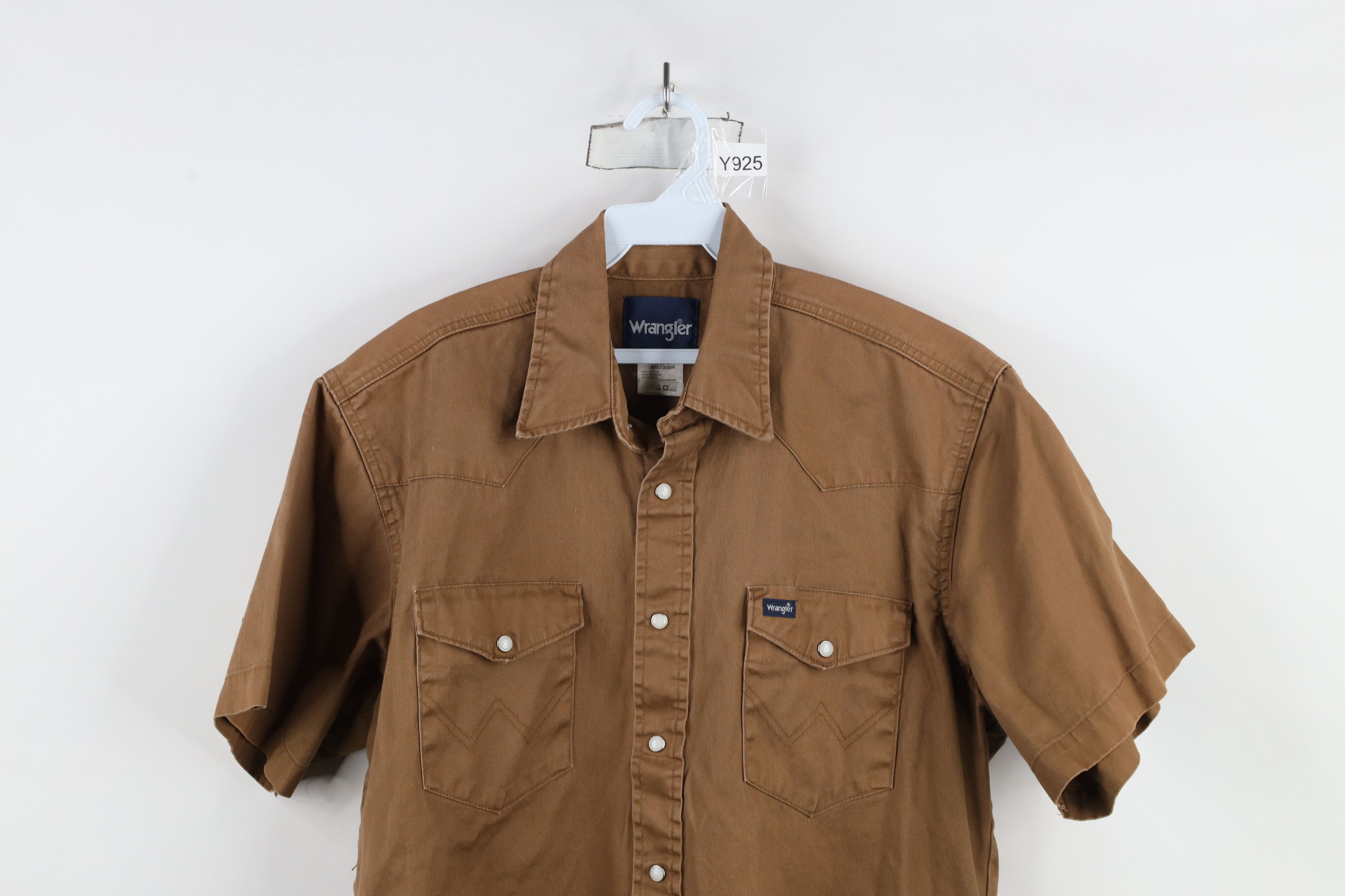 Vintage × Wrangler Vintage 90s Wrangler Western Cowboy Snap Button Shirt Brown Size US L / EU 52-54 / 3 - 2 Thumbnail