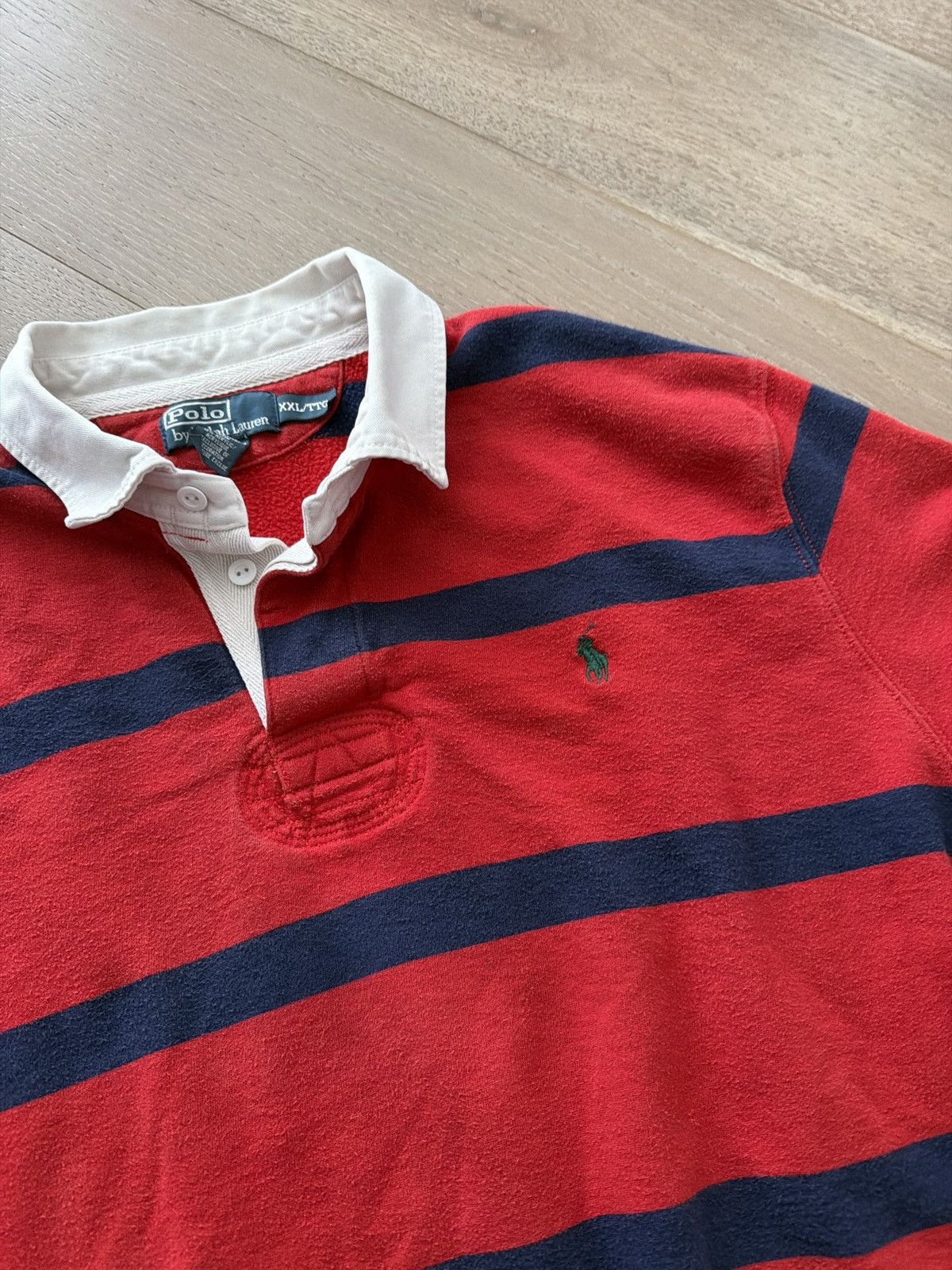 Polo Ralph Lauren Vintage Polo Ralph Lauren Striped Rugby Jersey Shirt Size US XXL / EU 58 / 5 - 2 Thumbnail