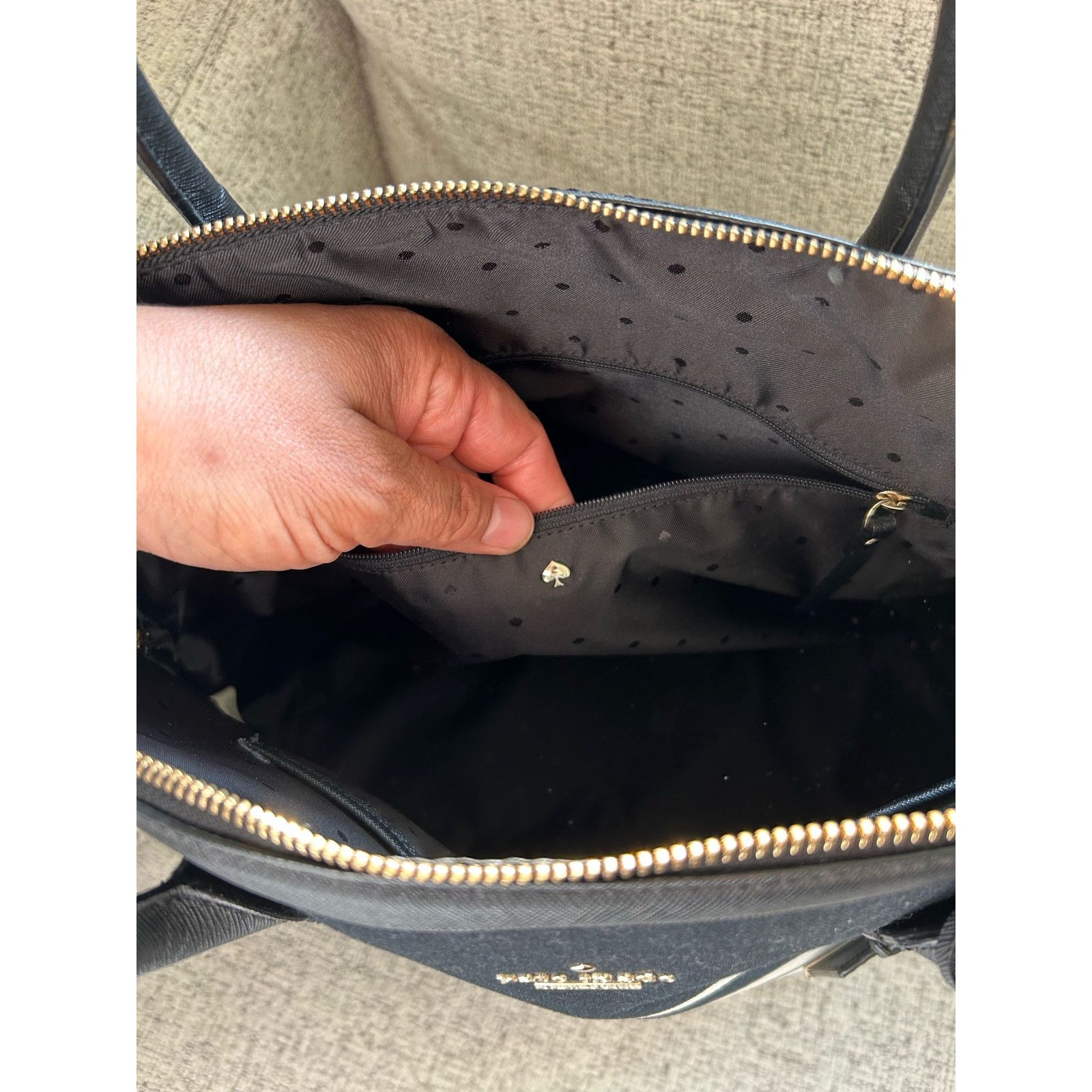 Kate Spade Kate Spade Canvas Tote Large Black White Stripe with Strap Size ONE SIZE - 8 Thumbnail