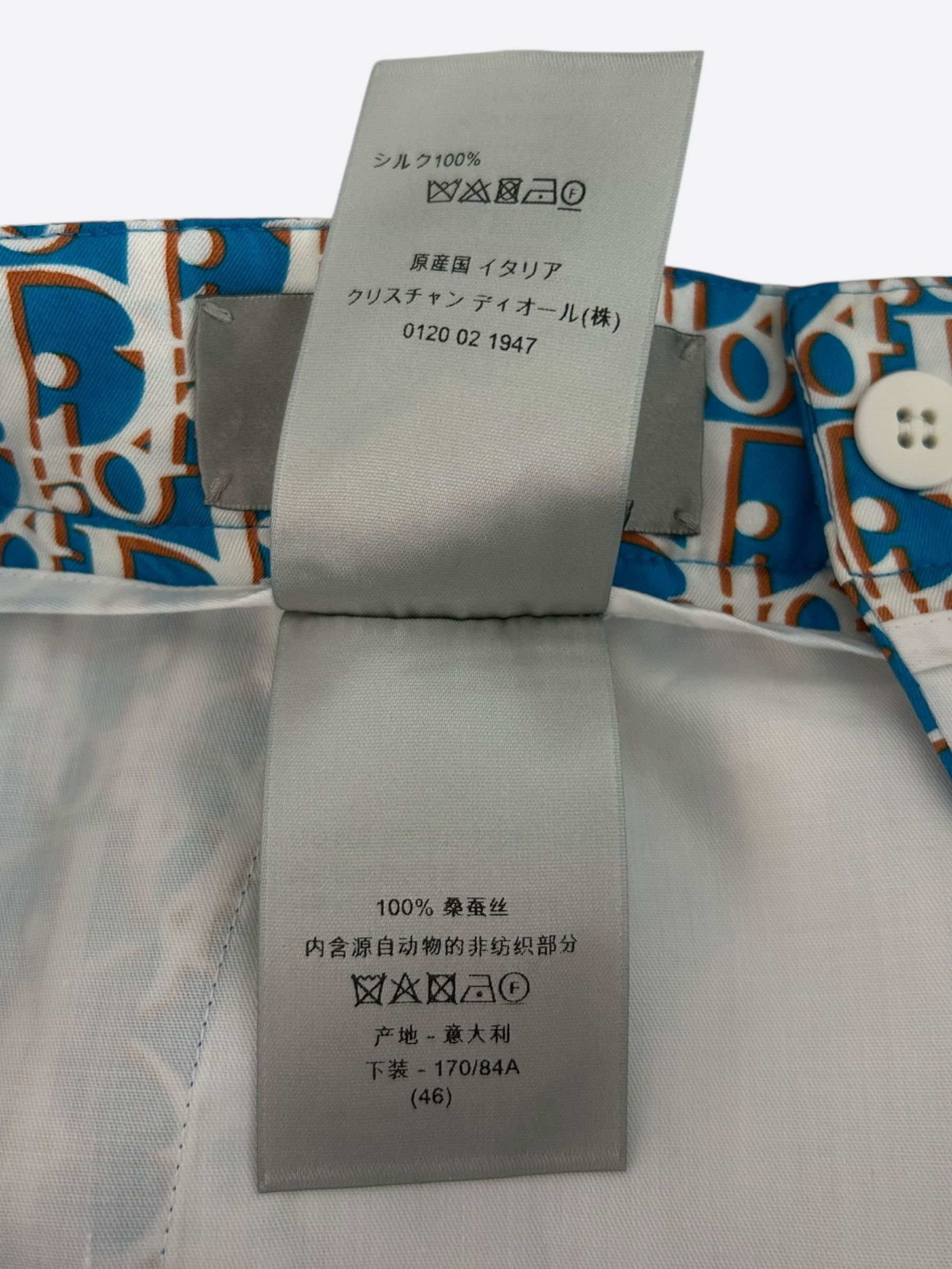 Dior Dior Blue & White Oblique Bermuda Silk Shorts Size US 30 / EU 46 - 4 Thumbnail