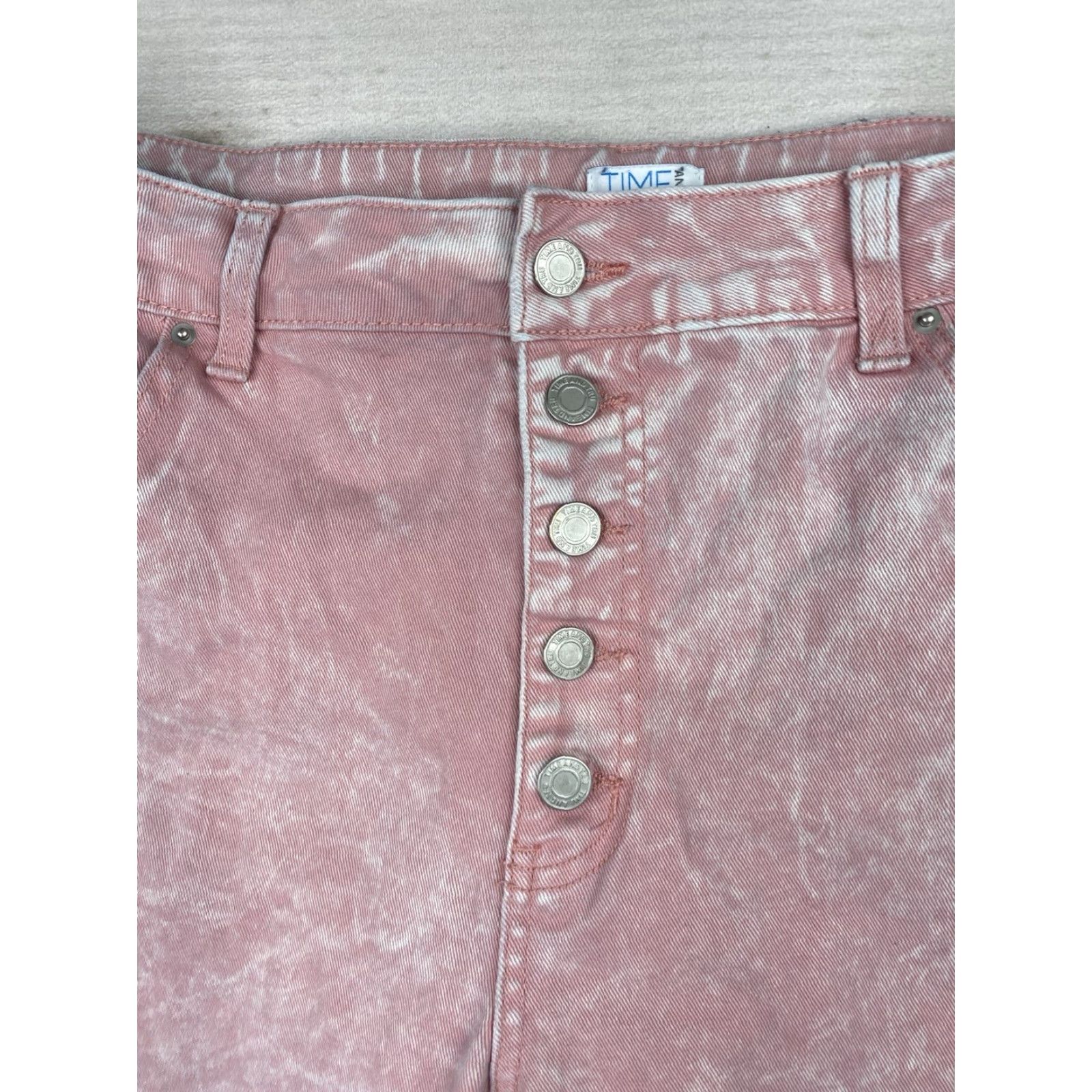 Vintage Time And Tru Jeans Womens 18 Pink Tie Dye Button Fly Denim High Rise Crop Jeans Size 40" / US 18 - 2 Thumbnail