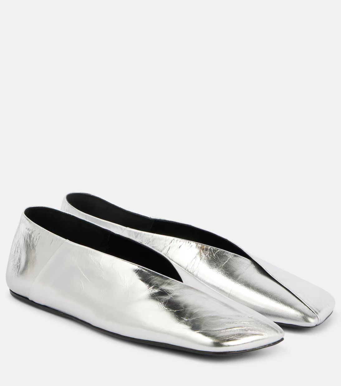 Jil Sander o1loc1c0426 Metallic Leather Ballet Flats in Silver Size US 7 / IT 37 - 1 Thumbnail