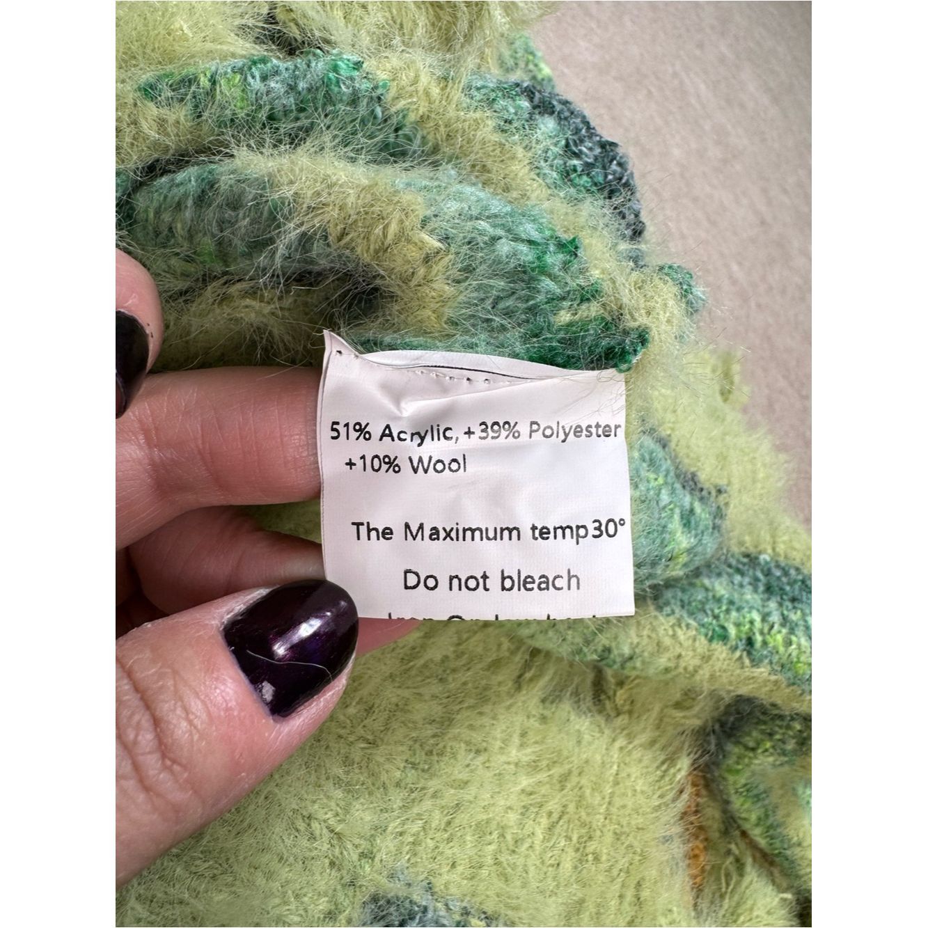 Other NWT New Bakyarder Green Stripe Wool Blend Fuzzy Button Fron Size XL / US 12-14 / IT 48-50 - 6 Thumbnail
