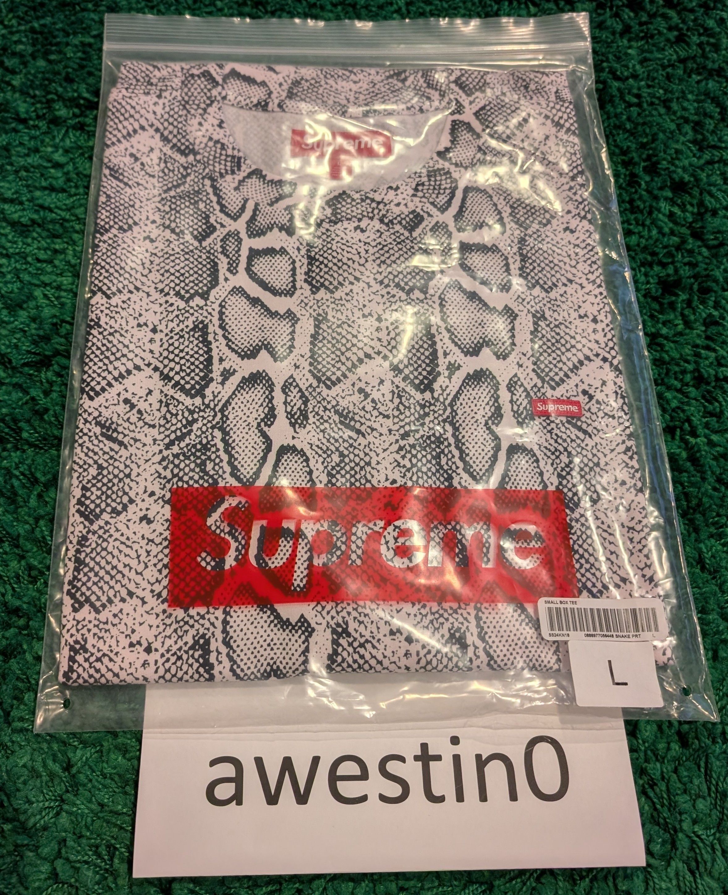 Brand New! Supreme S/S 24 Small Box Tee (Snake Print) Large