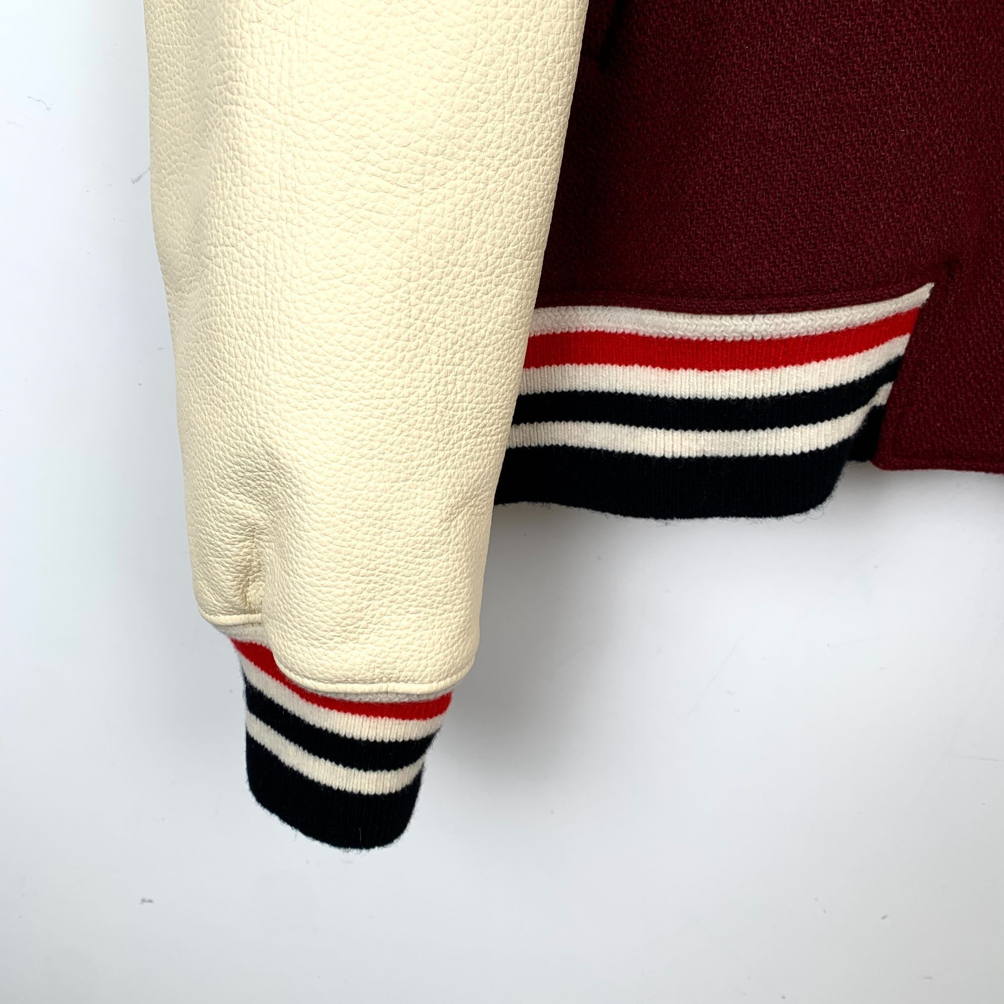 Loewe Loewe Maroon & Cream Varsity Jacket With Floral Embroidery W Size US L / EU 52-54 / 3 - 5 Thumbnail
