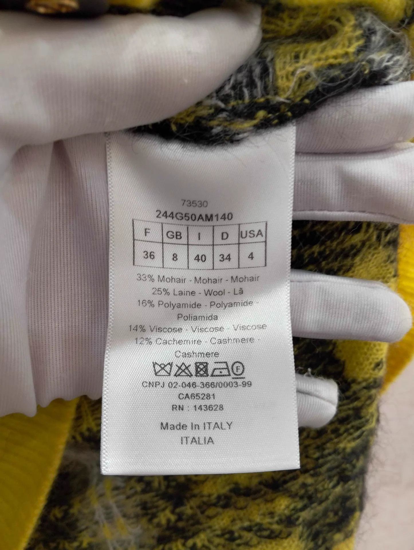 Dior Dior Yellow Checkered Knit Cardigan 36 EU Size XS / US 0-2 / IT 36-38 - 4 Thumbnail