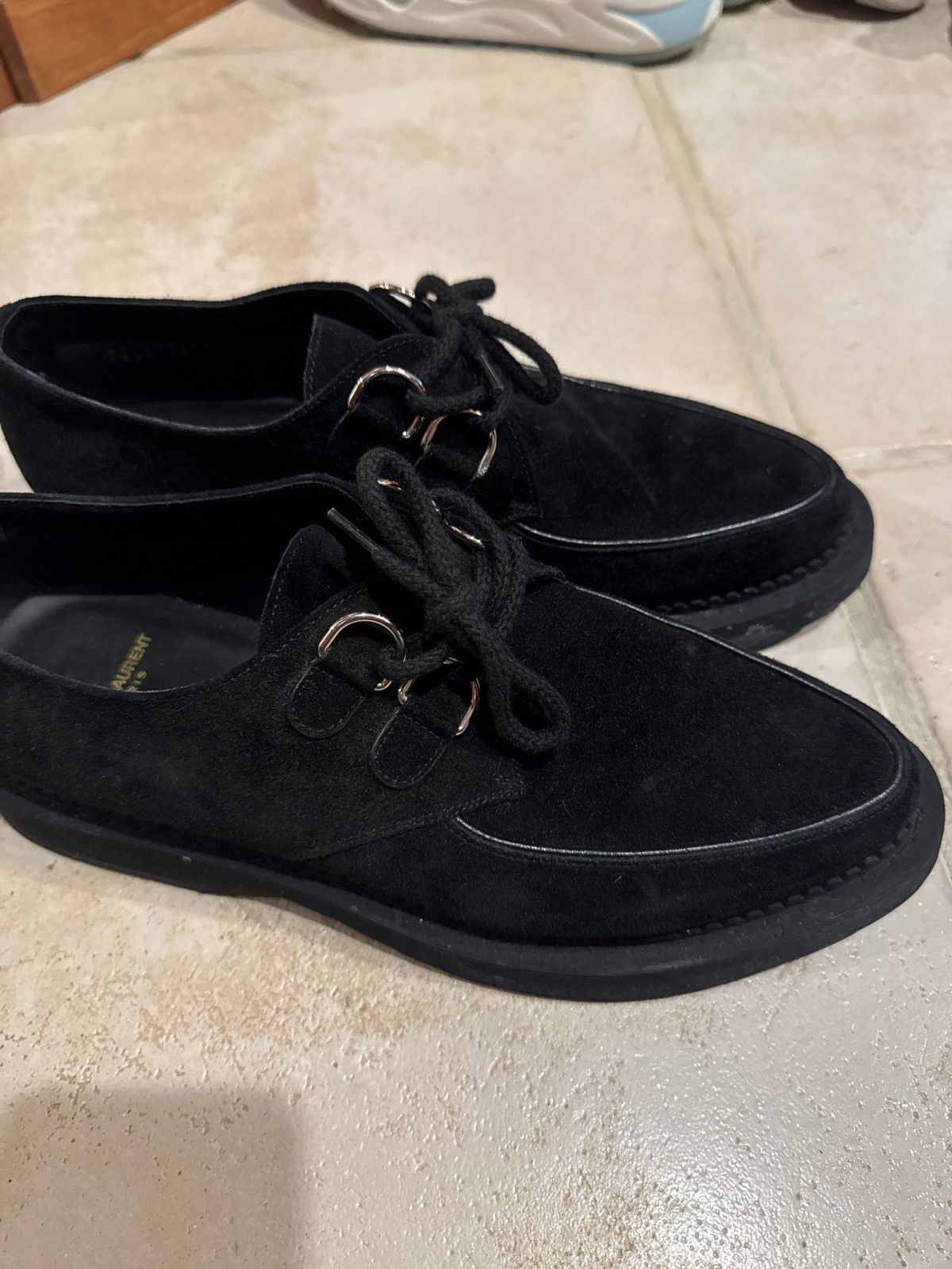 Saint Laurent Paris Black Saint Lauren Teddy Almond Toe Lace Up Size US 10 / EU 43 - 2 Thumbnail