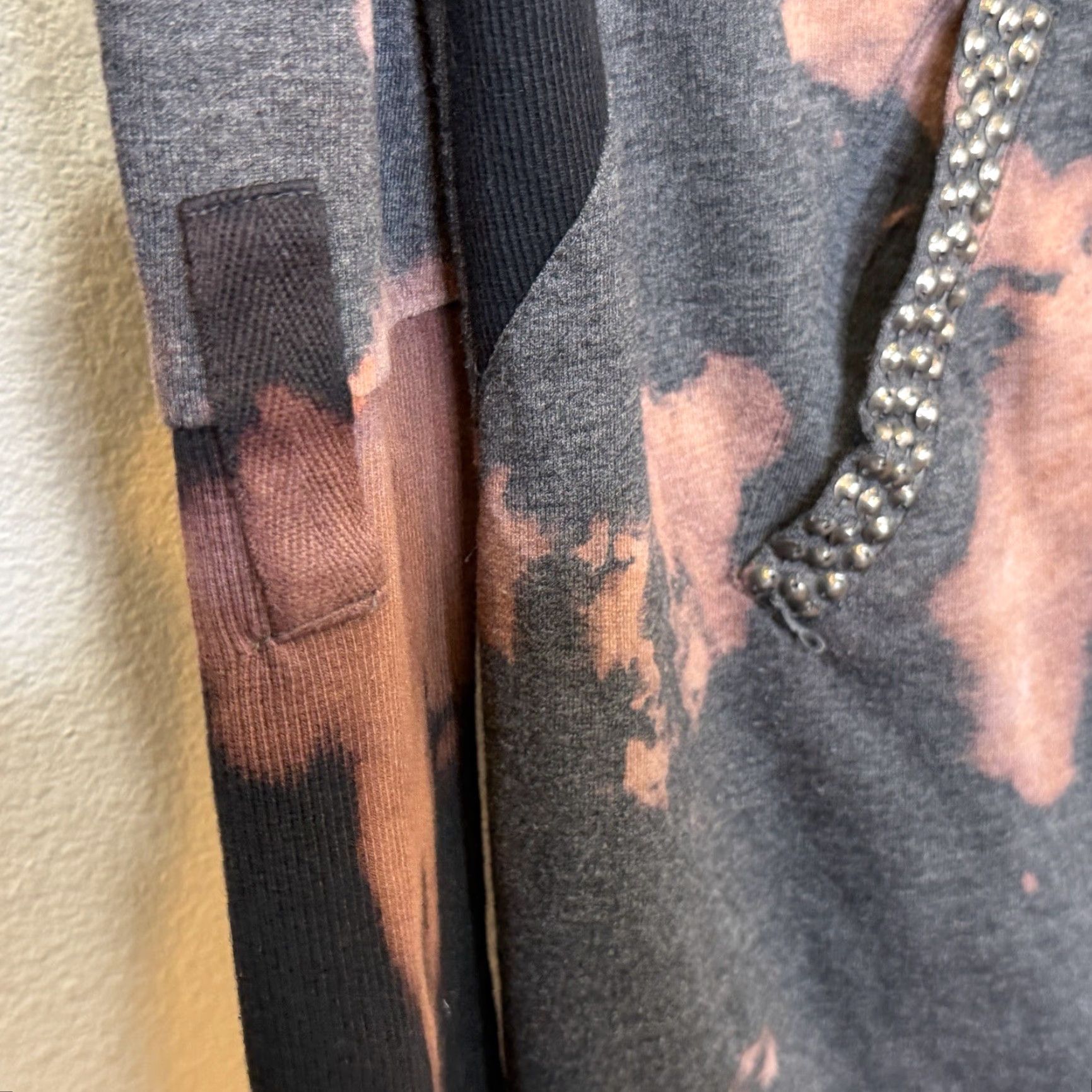 Vintage NU by Staff Woman Full Zip Tunic Jacket XL Tie Dye Pockets Long Sleeve Grunge Jersey Knit Beaded Casual Jacket Womens Size XL / US 12-14 / IT 48-50 - 6 Thumbnail