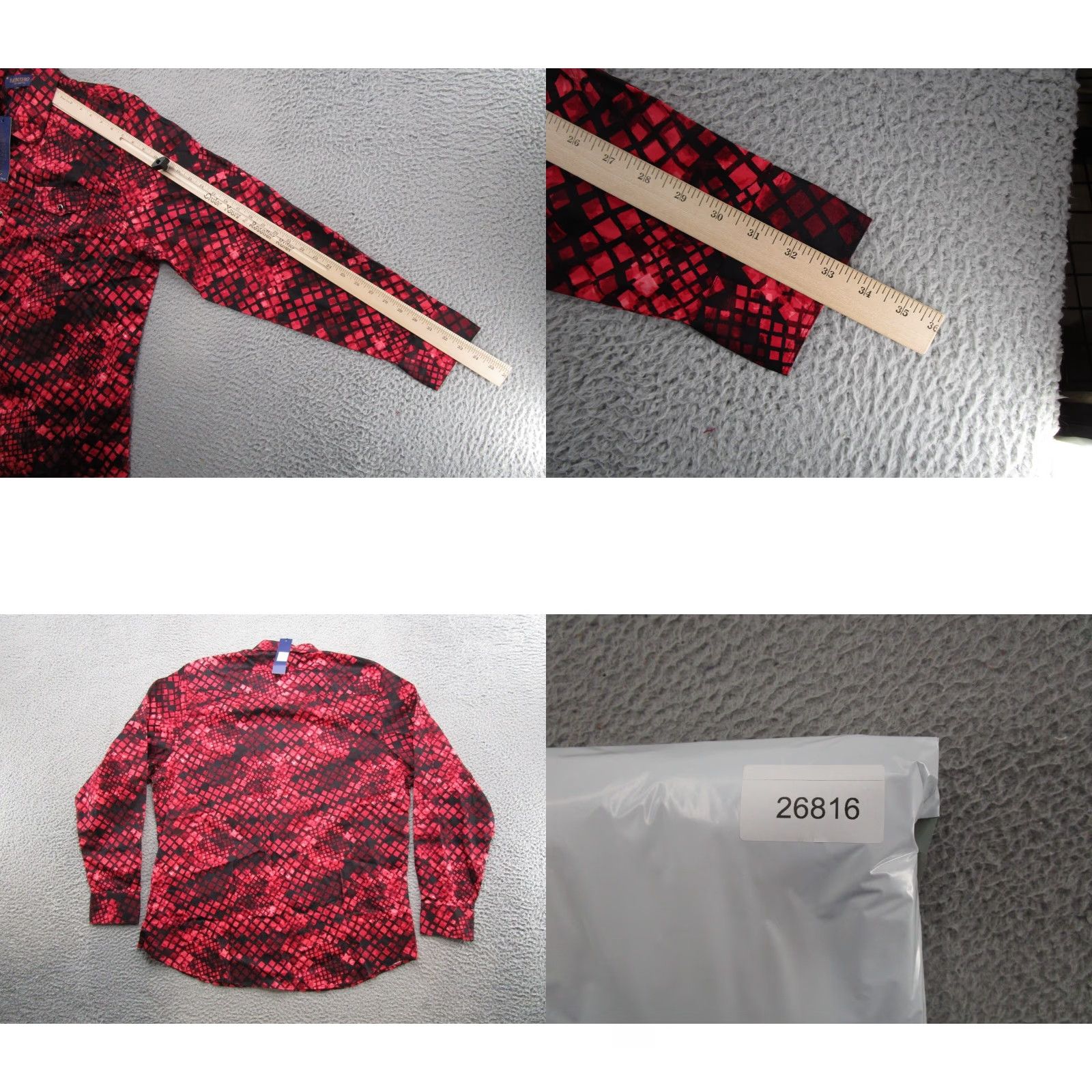 FRONTEER Montero Red Long Sleeve Pearl Snap Up Shirt Men's 3XL Cotton Knit Button-Up Western Clothing Size US XXL / EU 58 / 5 - 8 Thumbnail