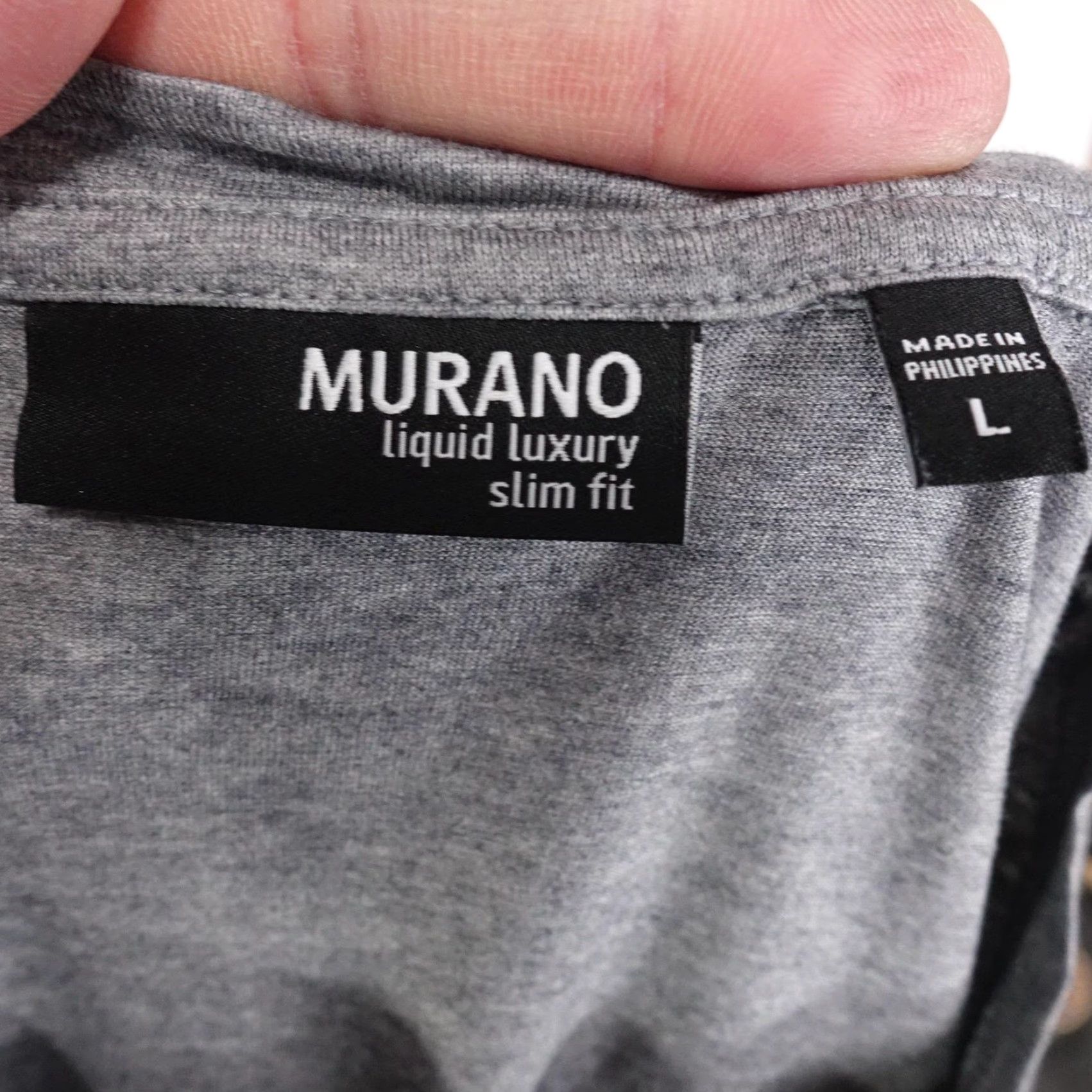 Murano MURANO Liquid Luxury Shirt Mens Large Gray Slim Fit Short Sleeve Striped Crew Neck Size US L / EU 52-54 / 3 - 6 Thumbnail