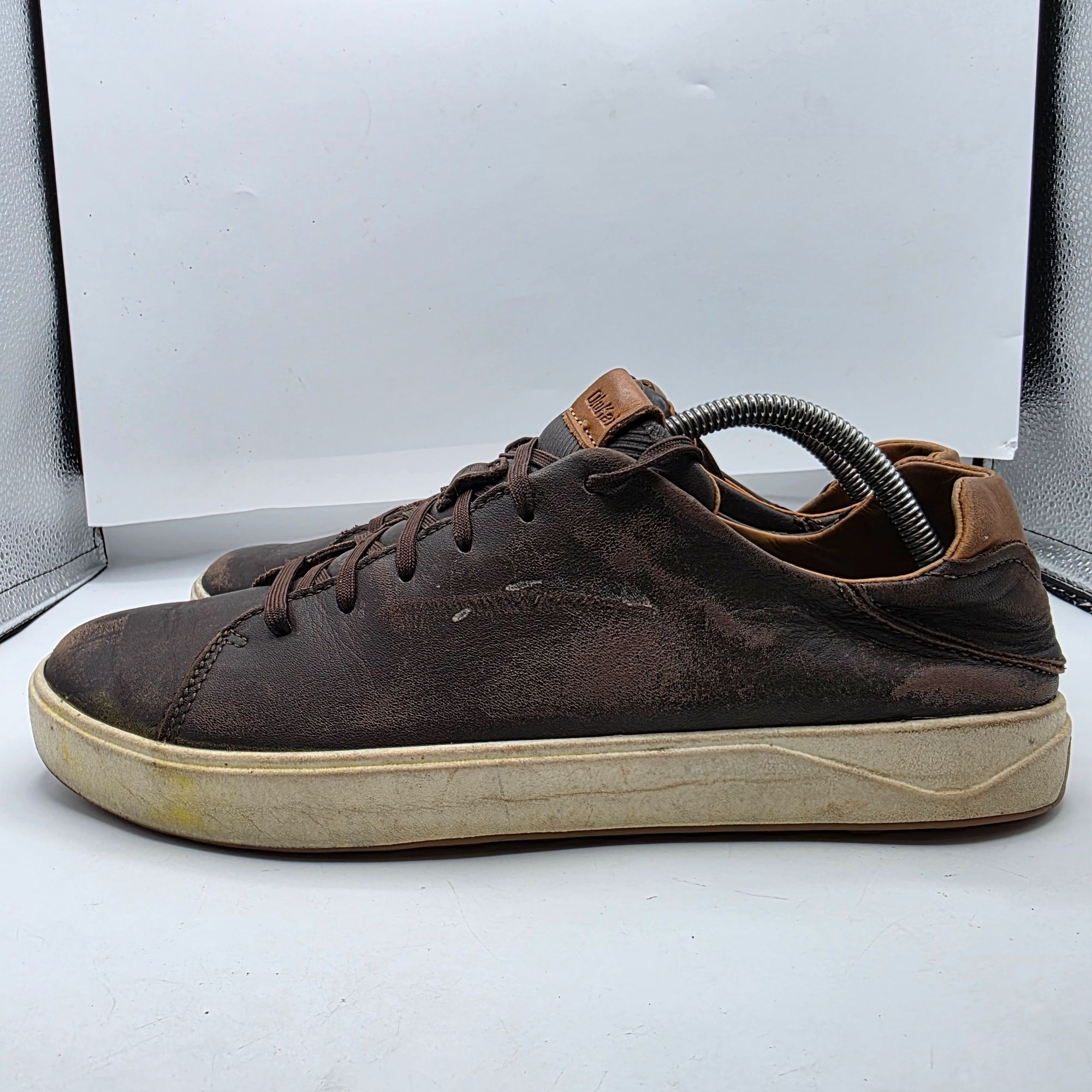 Olukai OluKai Waialae Mens Golf Shoes 10.5 Brown Dark Wood Leather Size US 10.5 / EU 43-44 - 13 Thumbnail
