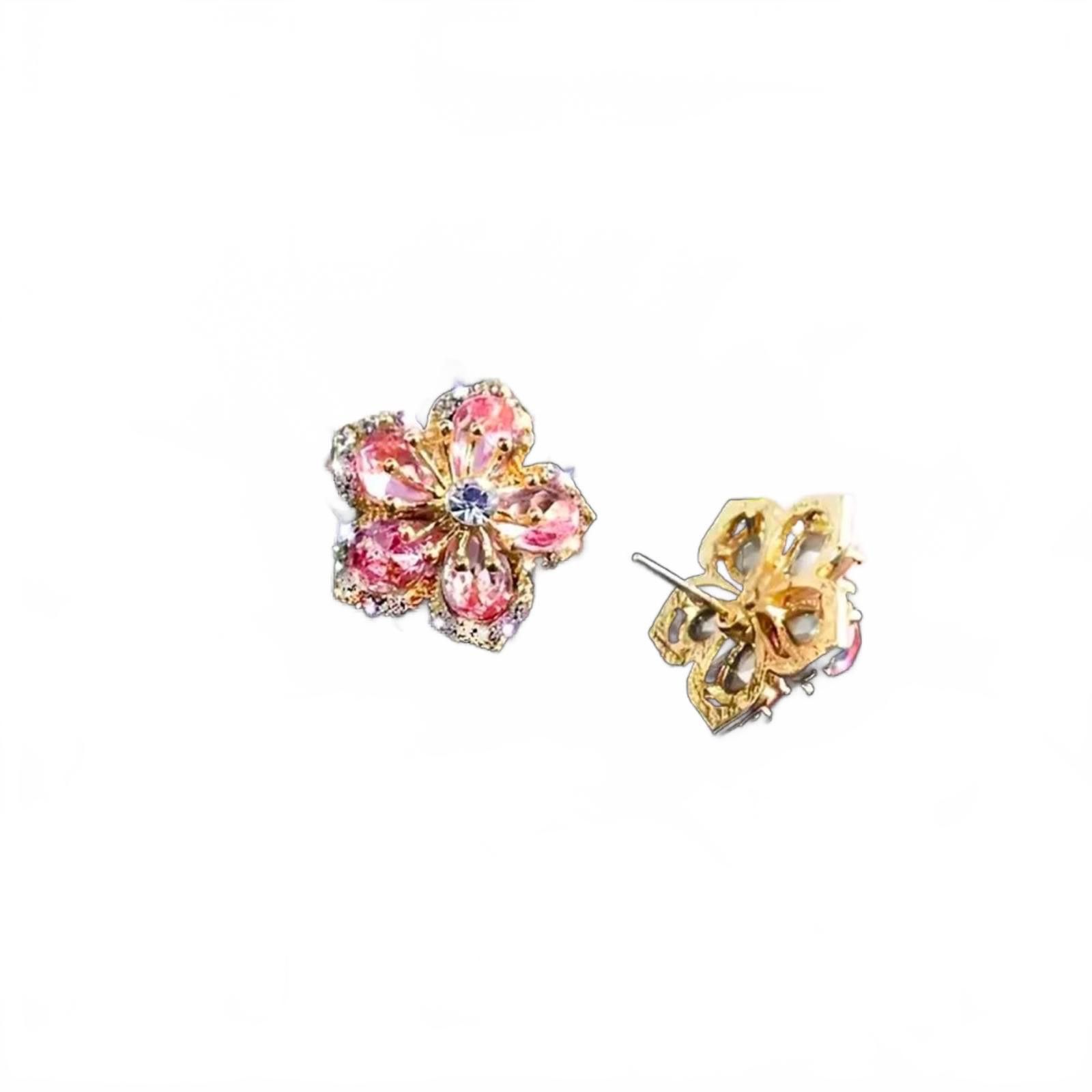 Designer Multicolor Zirconia Pink Flower Petal Earrings NWT Size ONE SIZE - 2 Thumbnail
