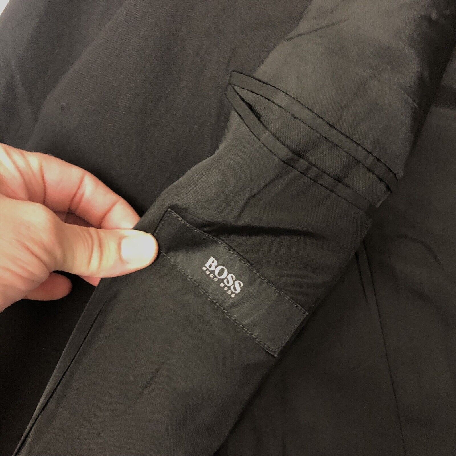 Hugo Boss Vtg Hugo Boss Einstein Sigma Black 3 btn Wool Sport Coat Size 44L - 3 Thumbnail