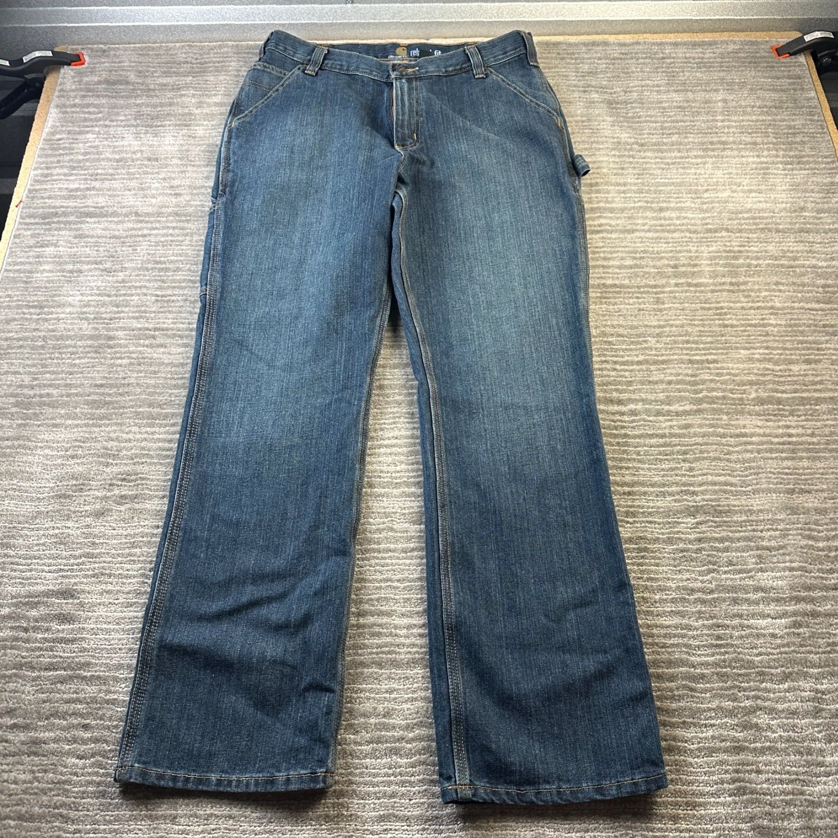 Carhartt Carhartt Jeans Mens 34x32 Blue Denim Relaxed Straight 5-Pocket 34 32 Cotton Blend Workwear Pants Size US 34 / EU 50 - 2 Thumbnail