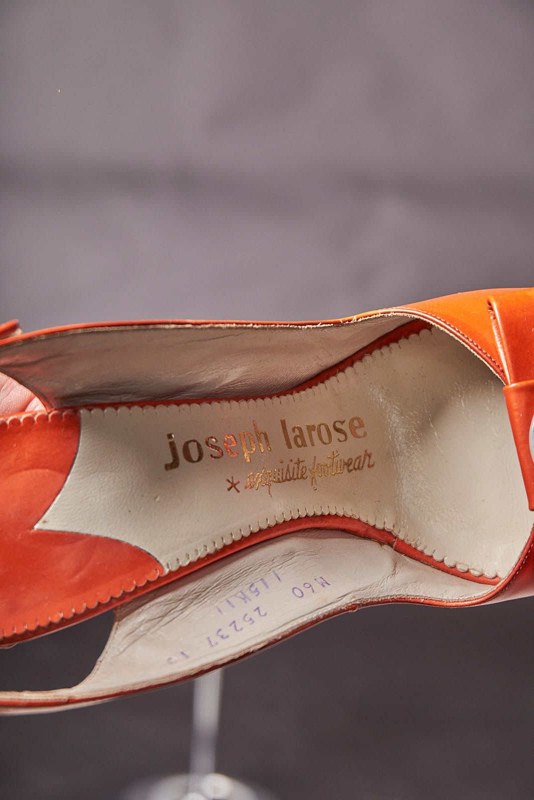 Vintage 1950s Orange Peep Toe Button Bow Slingback Heels Shoes Size US 6 / IT 36 - 7 Thumbnail
