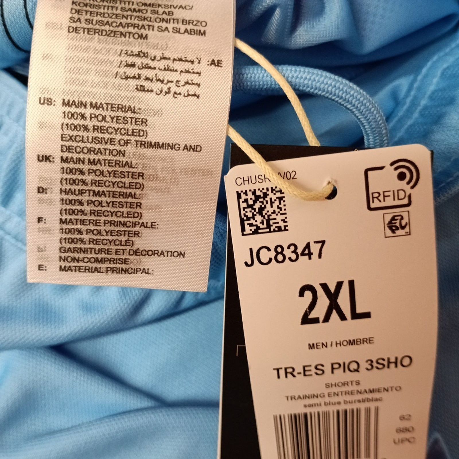 Adidas Adidas TR-ES PIQUE 3-Stripes 3SHO Shorts Men's Size 2XL Blue Size US 38 / EU 54 - 4 Thumbnail