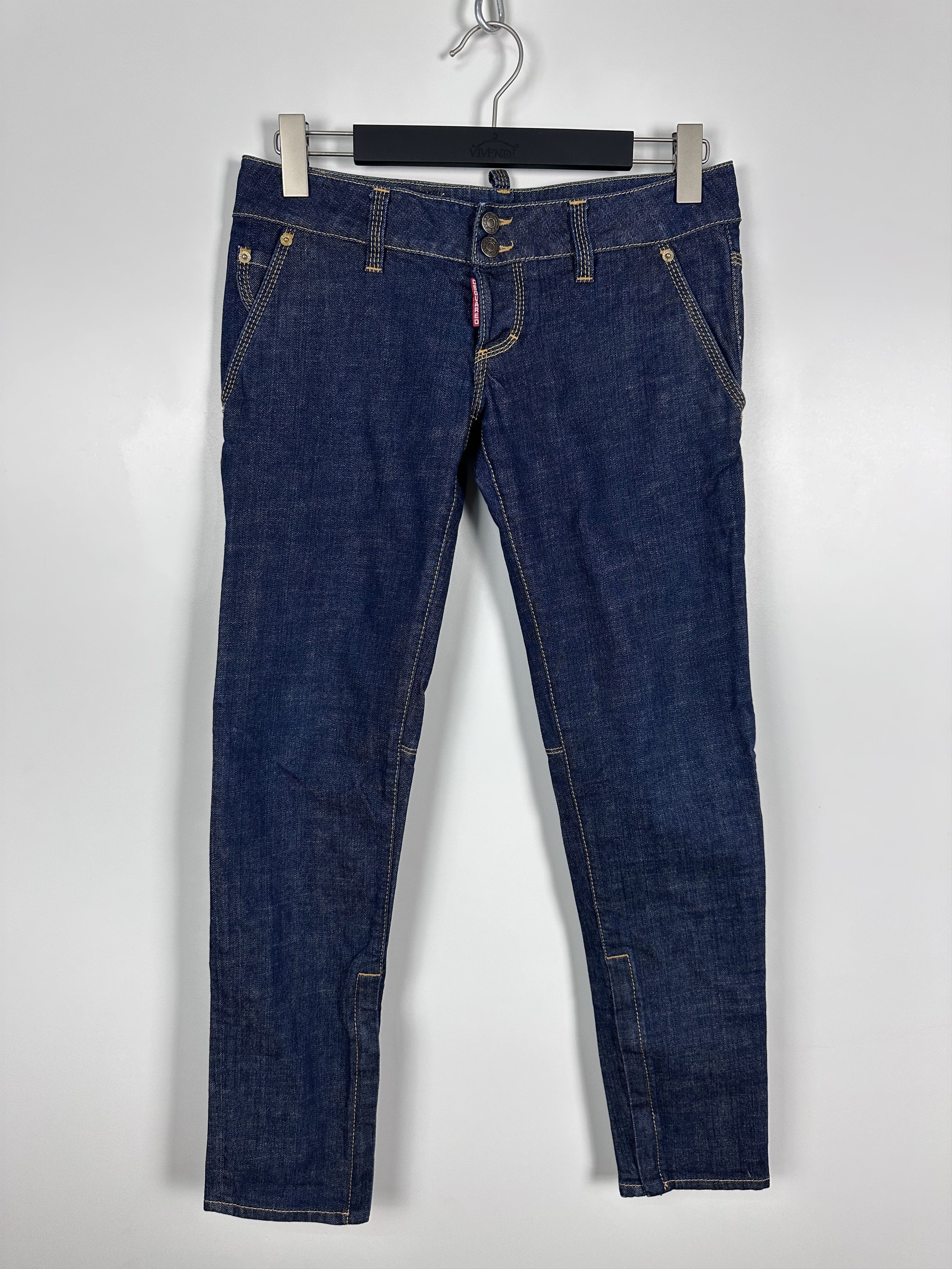 Designer × Dsquared2 DSQUARED2 SKINNY JEAN Blue Denim Slim Fit Ankle Zip Jeans Size 42" / US 20 - 1 Thumbnail