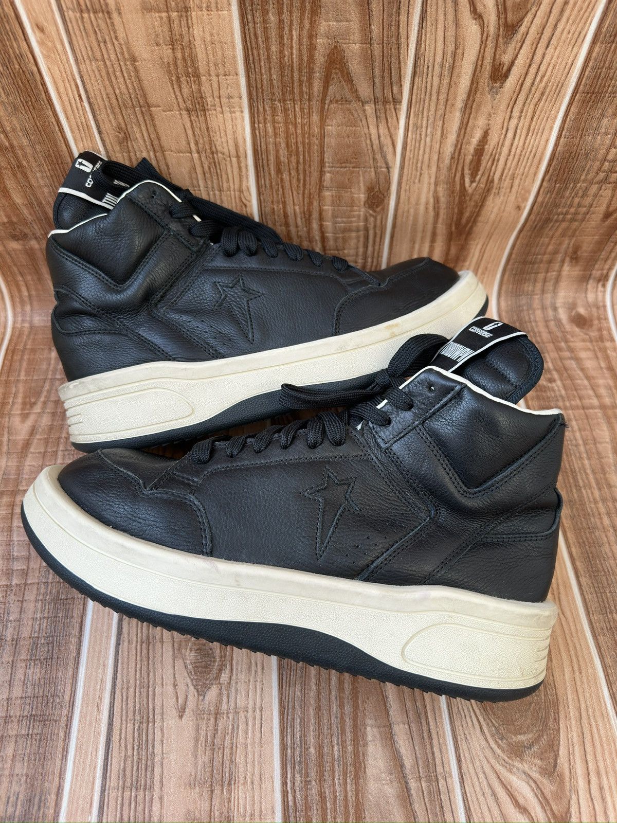 Converse × Rick Owens Drkshdw Rick Owens DRKSHDW TURBOWPN Mid Black Cloud Cream Size US 12 / EU 45 - 10 Thumbnail