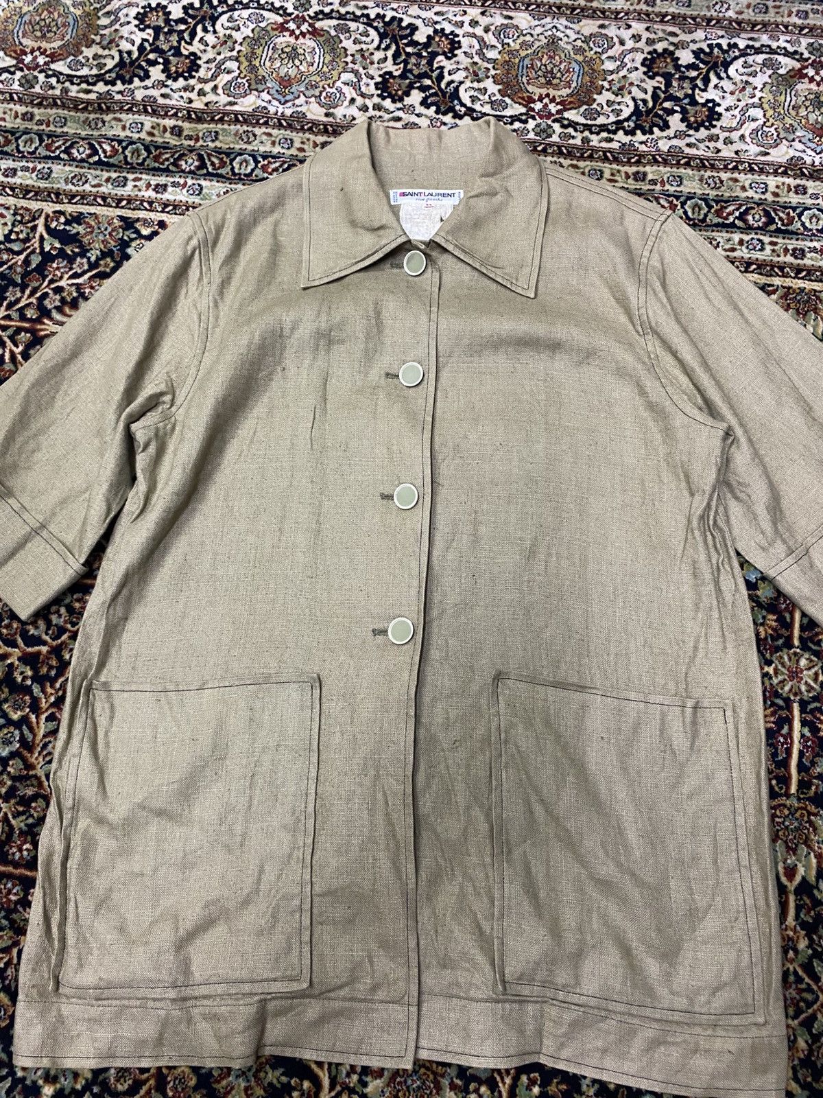 Saint Laurent Paris × Vintage × Yves Saint Laurent Vintage Saint lauren Rive Gauche by Hedi Slimane Linen Shirt Size US M / EU 48-50 / 2 - 1 Thumbnail
