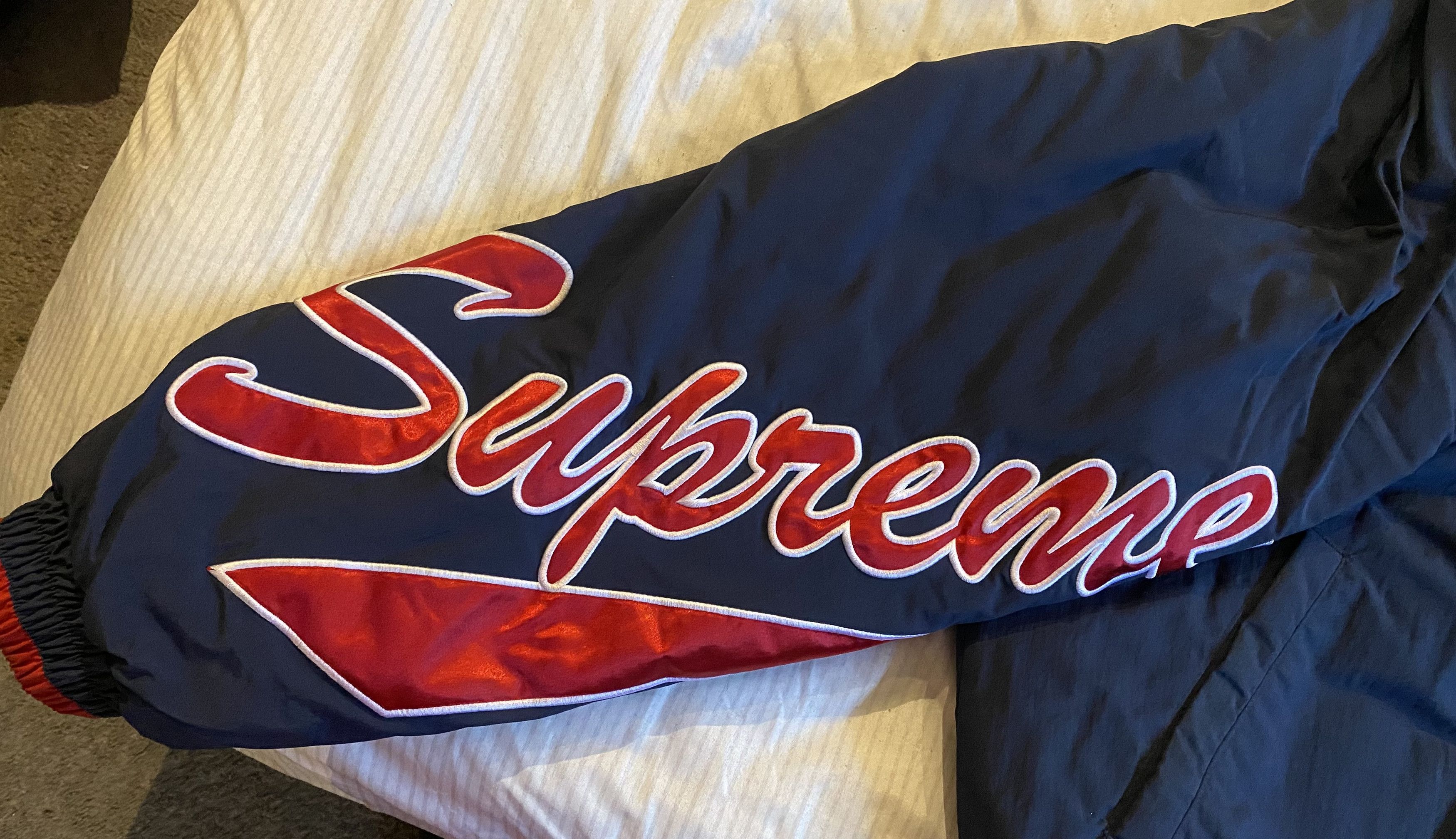 Supreme Supreme Sleeve Script Sideline Bomber Size US L / EU 52-54 / 3 - 3 Thumbnail