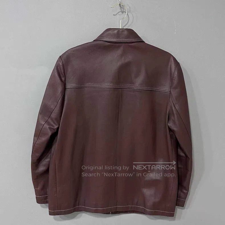 Hermes Hermes Burgundy Calfskin Jacket Size US L / EU 52-54 / 3 - 3 Thumbnail