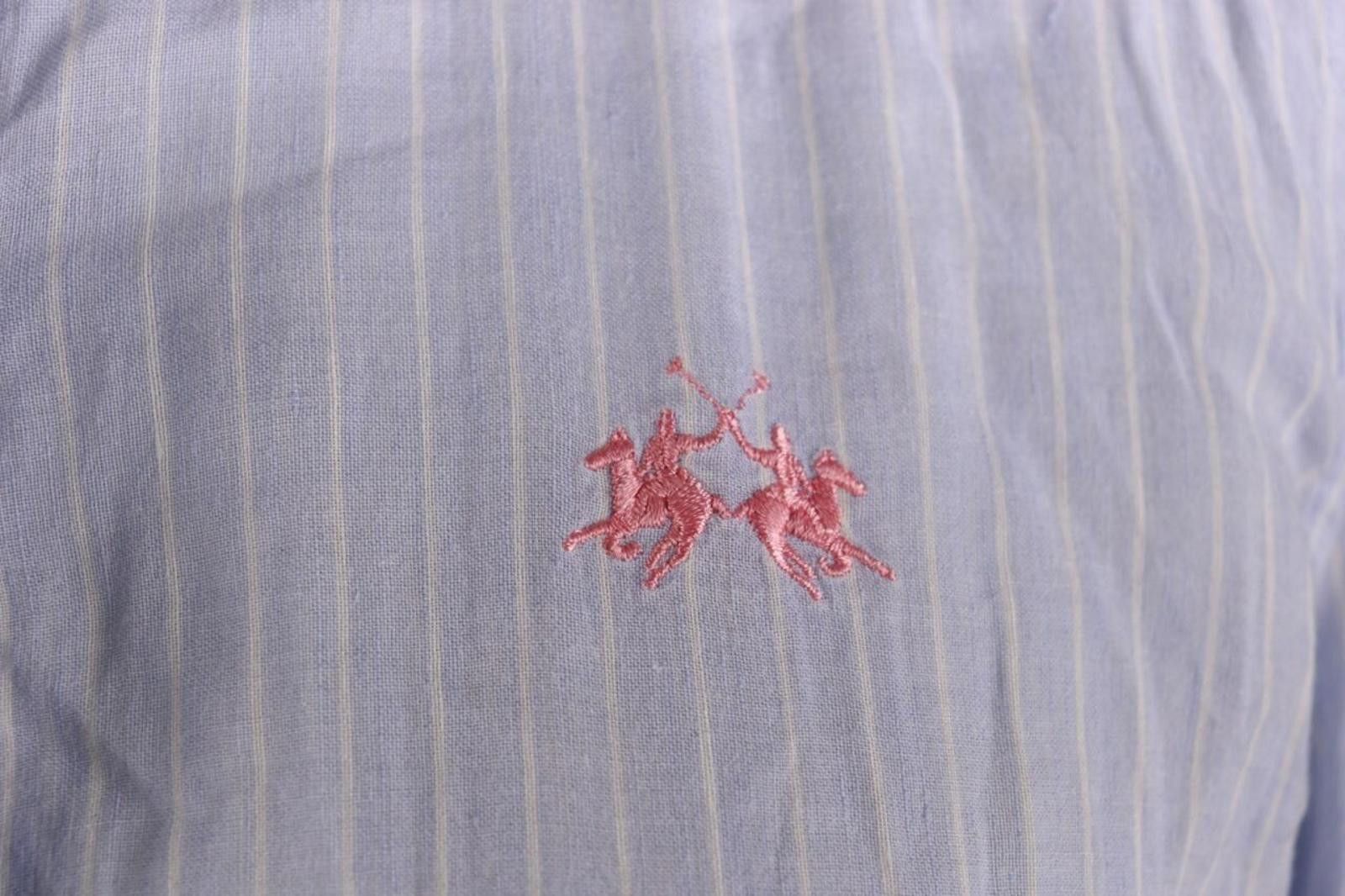 La Martina La Martina Blue White Striped Linen Collar Shirt Size L Size US L / EU 52-54 / 3 - 5 Thumbnail