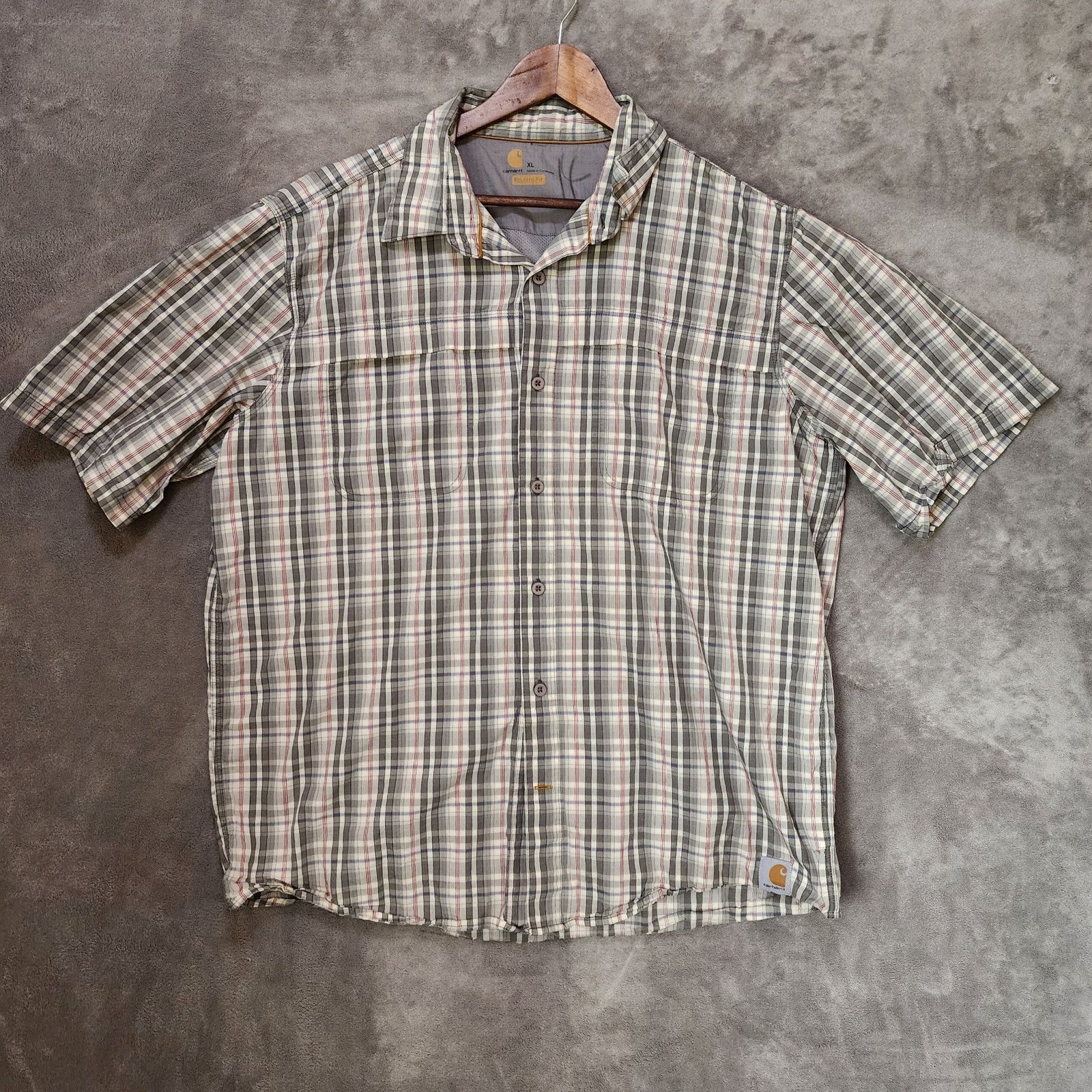 Carhartt Carhartt XL Gray Red Plaid Vented Shirt Short Size US XL / EU 56 / 4 - 2 Thumbnail