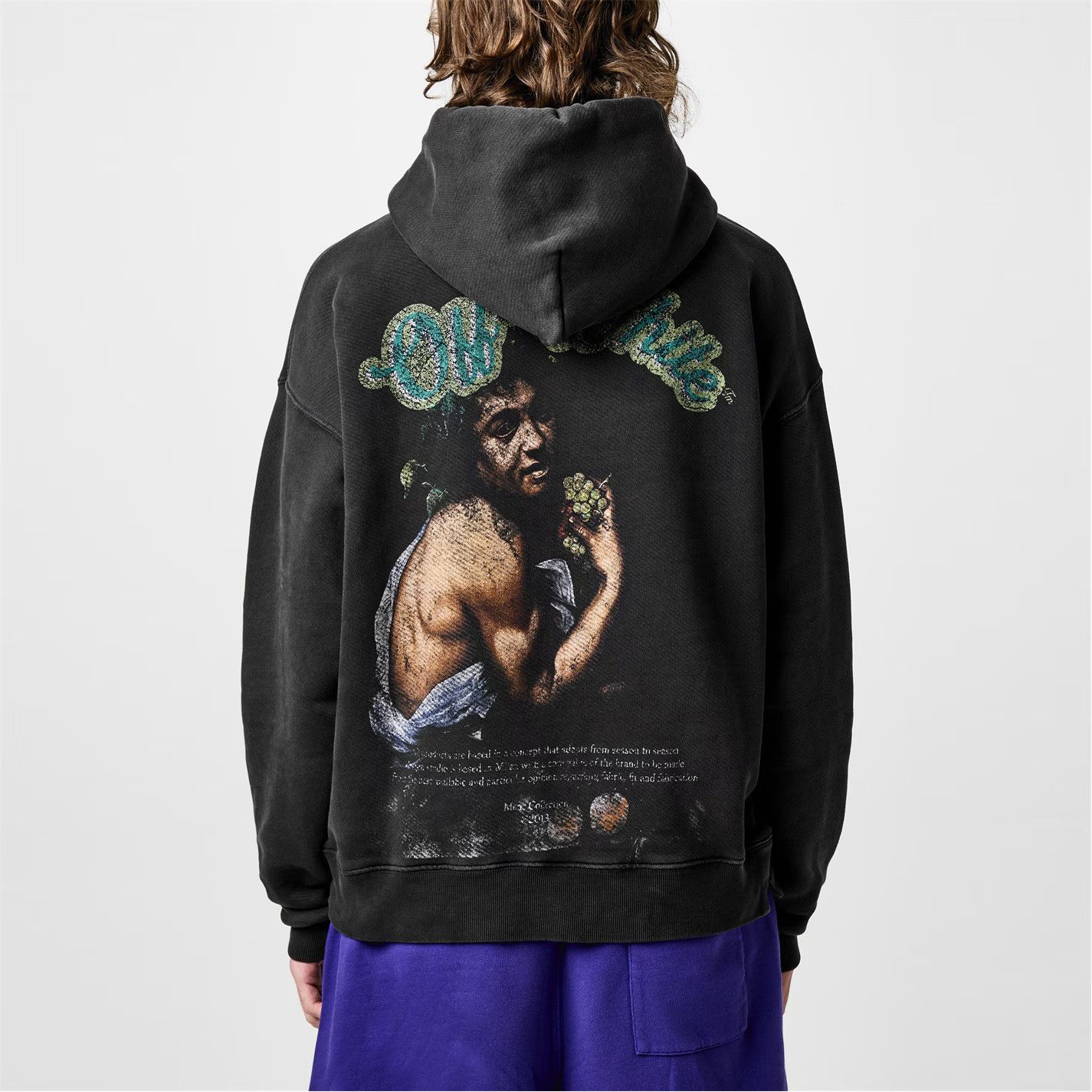 Off-White o1g2r1mq0226 Bacchus Skate Distressed Print Hoodie Black Size US XL / EU 56 / 4 - 4 Thumbnail