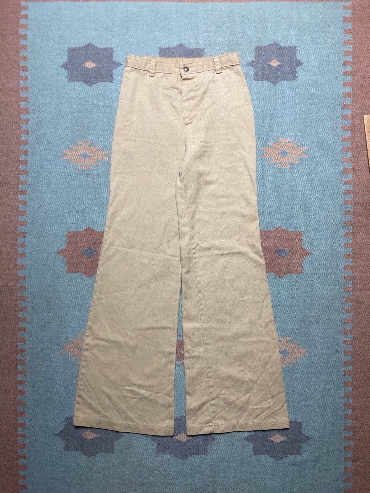 Vintage 1970s bell bottom pants elephant flare hippie khaki 27x33 Size 27" / US 4 / IT 40 - 1 Thumbnail