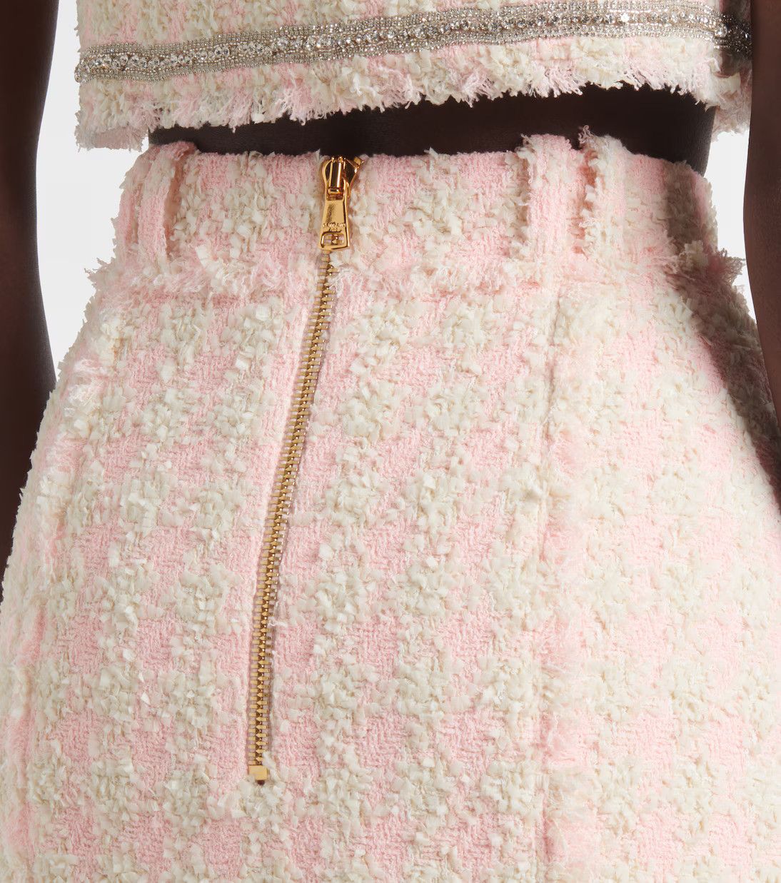 Balmain o1s1wg111225 Checked Tweed Miniskirt in Pink Size 30" / US 8 / IT 44 - 5 Thumbnail