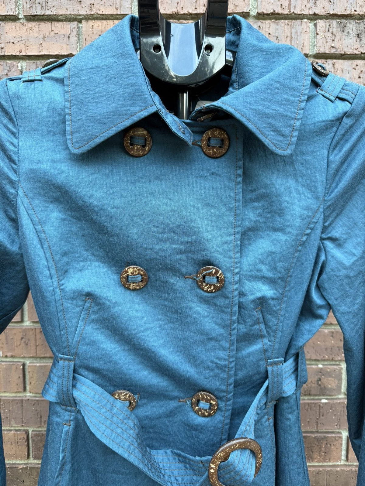 Other Ambition Double Breasted Trench Coat Teal Belt Women Small Size S / US 4 / IT 40 - 3 Thumbnail