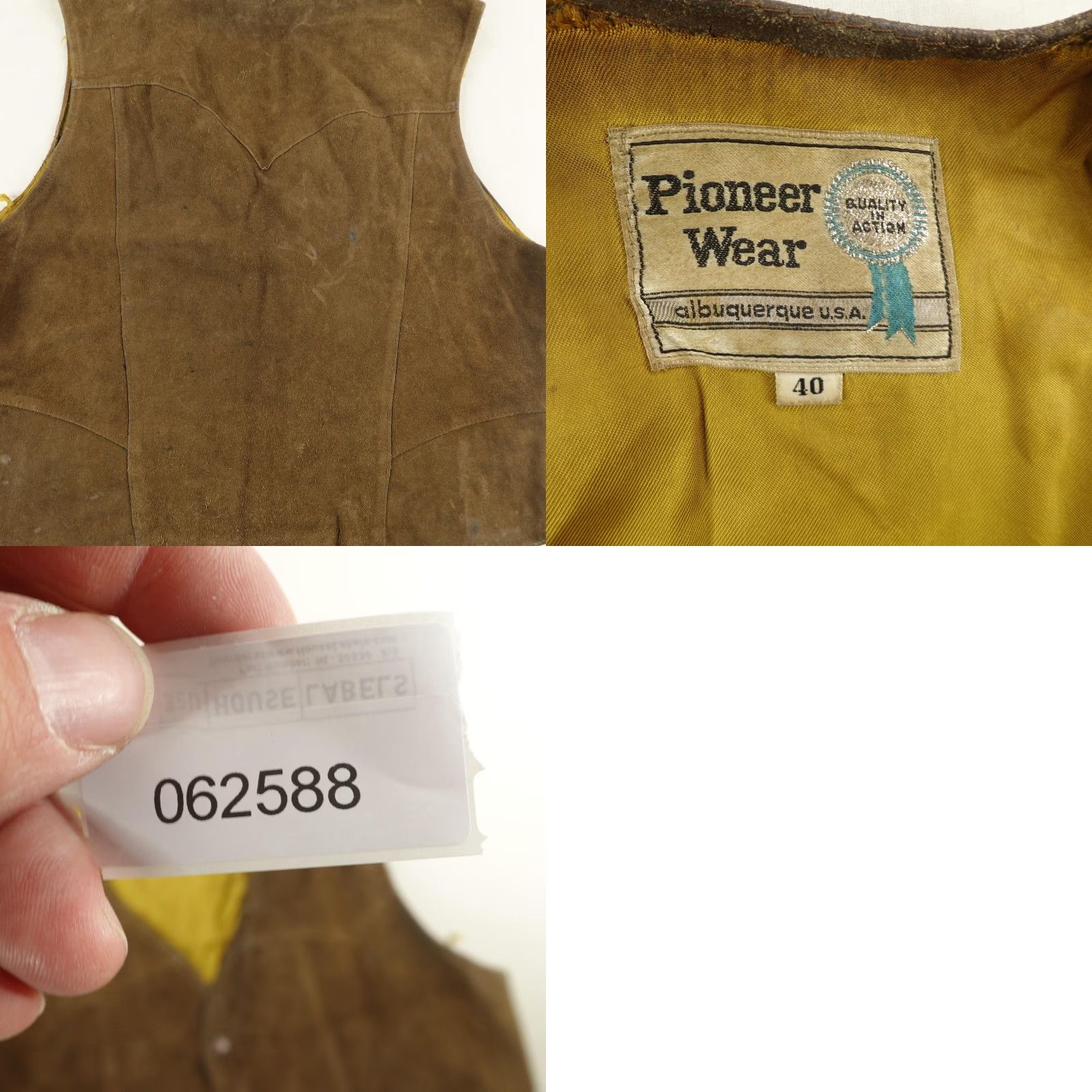 Vintage Vintage Pioneer Wear Vest Mens 40 Brown Suede Western Cowboy Leather Waistcoat ^ Size US XXS / EU 40 - 8 Thumbnail