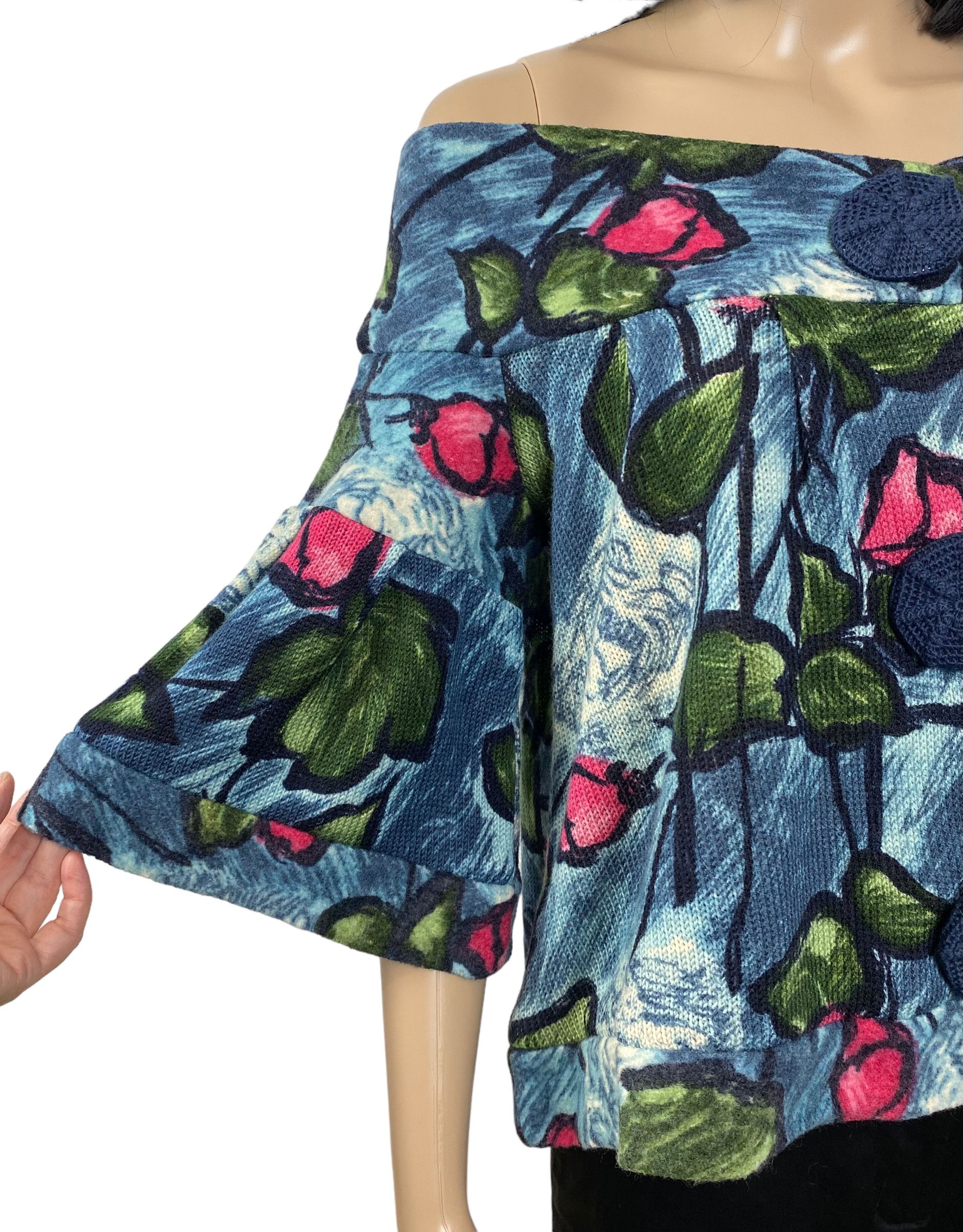 Kenzo kenzo off shoulder wool flower printed jacket size M Size M / US 6-8 / IT 42-44 - 4 Thumbnail