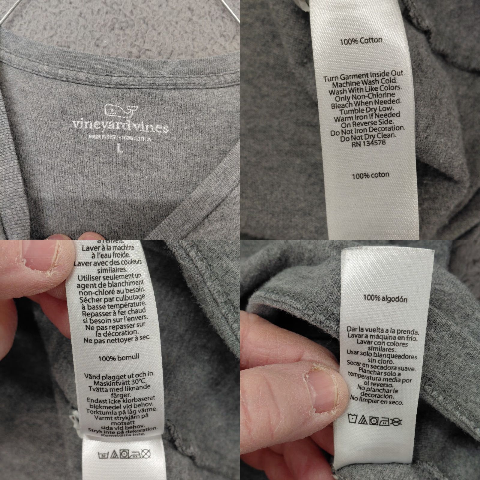 Vineyard Vines Vineyard Vines T-Shirt Adult Large Heather Gray Long Sleeve Pocket Whale... Shirt Mens Regular Gray Vintage No Size US L / EU 52-54 / 3 - 9 Thumbnail