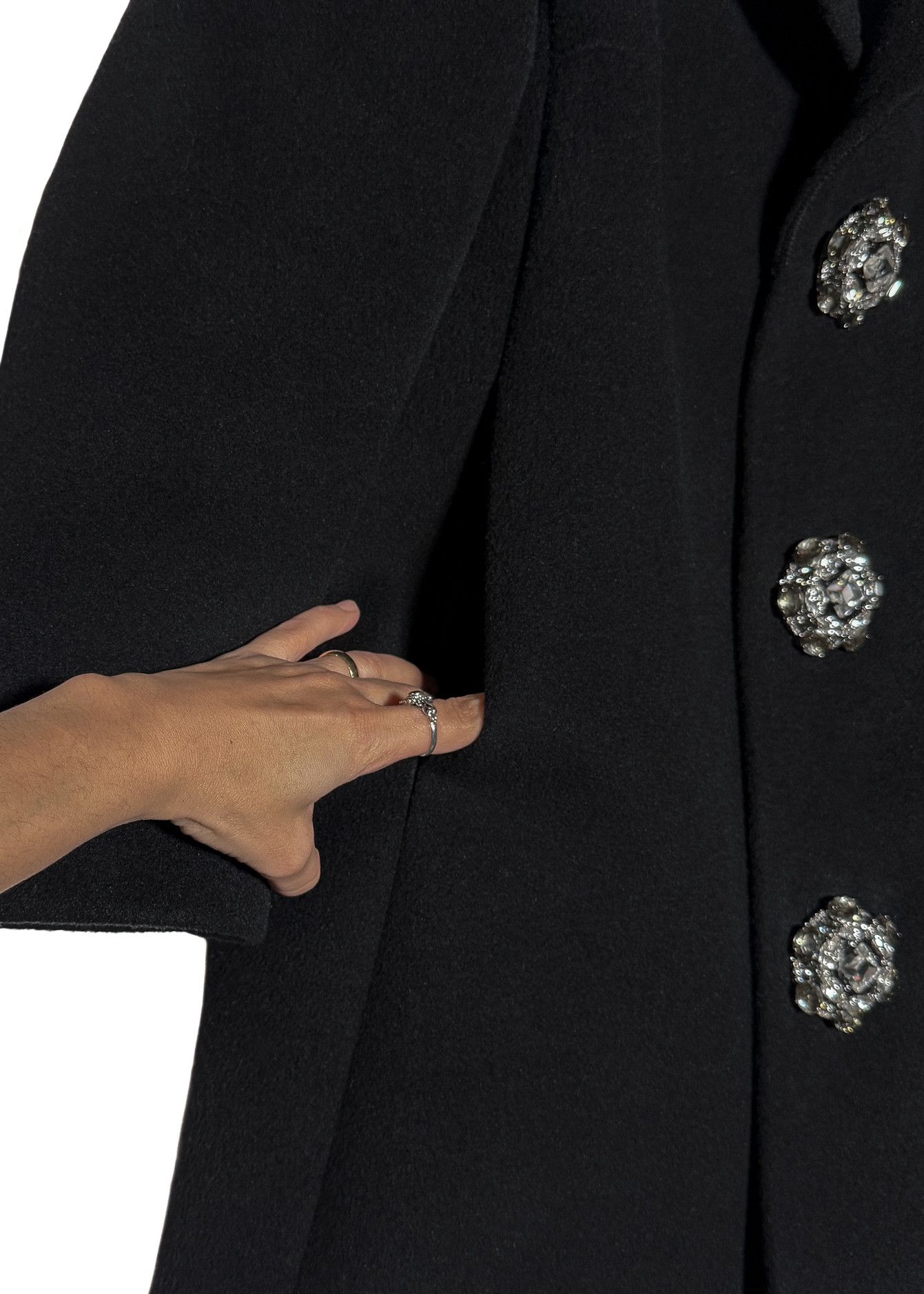 Dsquared2 Dsquared2 Georgina Black Bonded Wool Crystal Buttons Coat Size M / US 6-8 / IT 42-44 - 3 Thumbnail