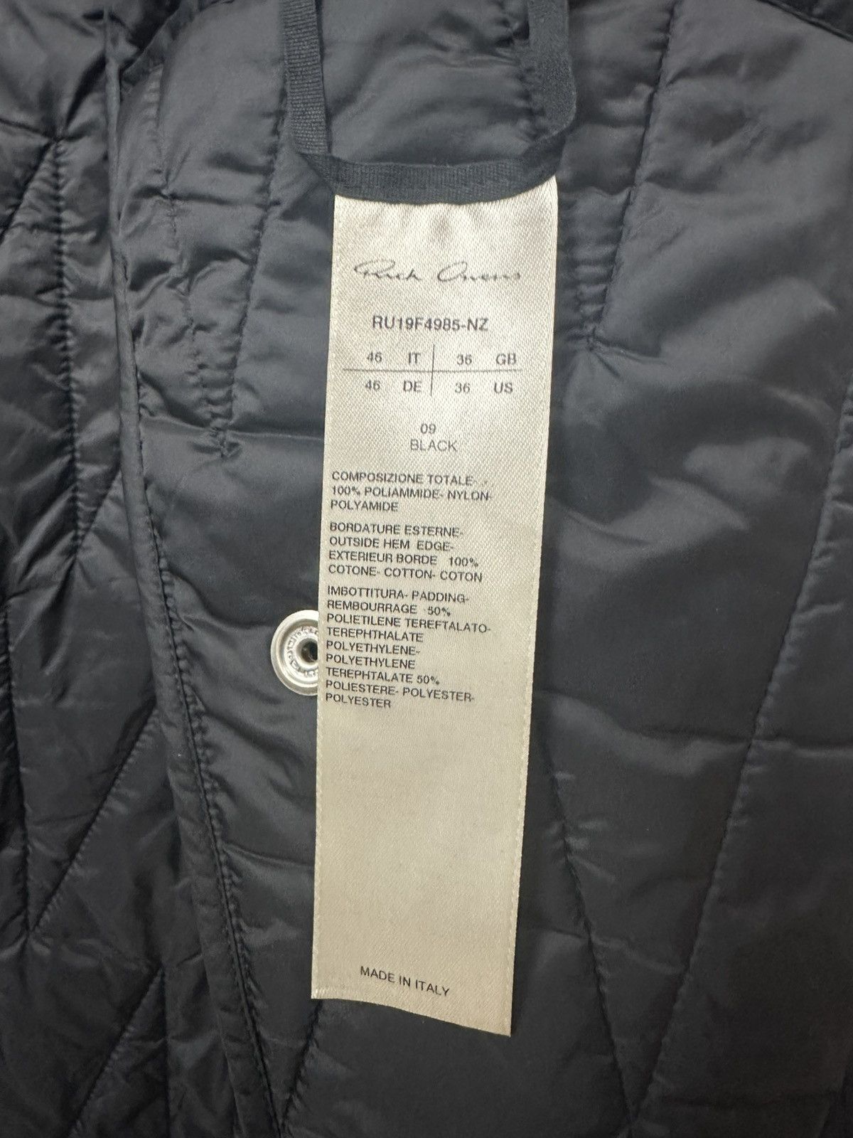 Rick Owens FW19 ‘LARRY’ Quilted Larry Liner Size US S / EU 44-46 / 1 - 9 Thumbnail