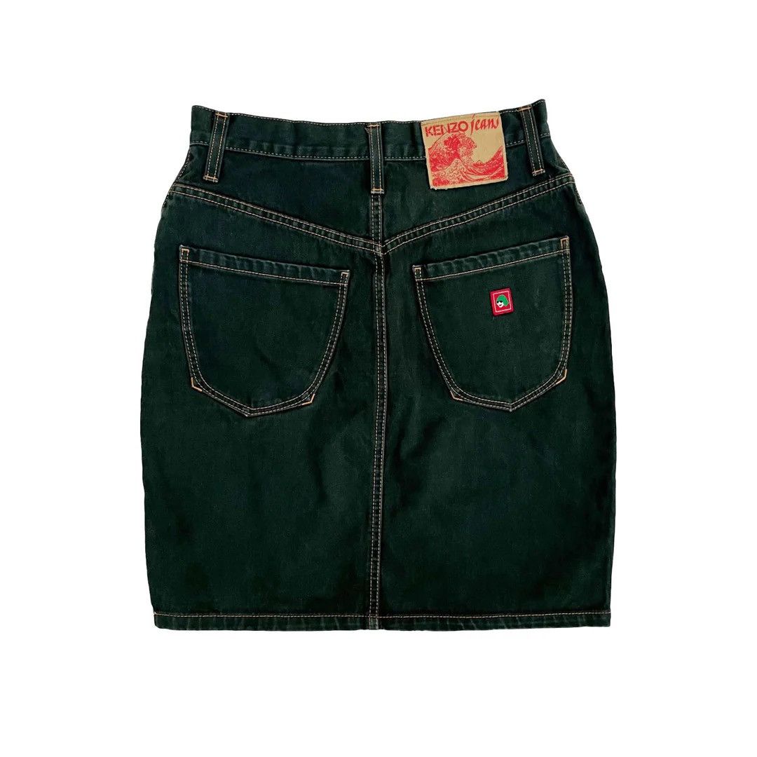 Kenzo × Vintage Kenzo 1990 90s Vintage Denim Designer France Skirt Size 26" / US 2 / IT 38 - 2 Thumbnail