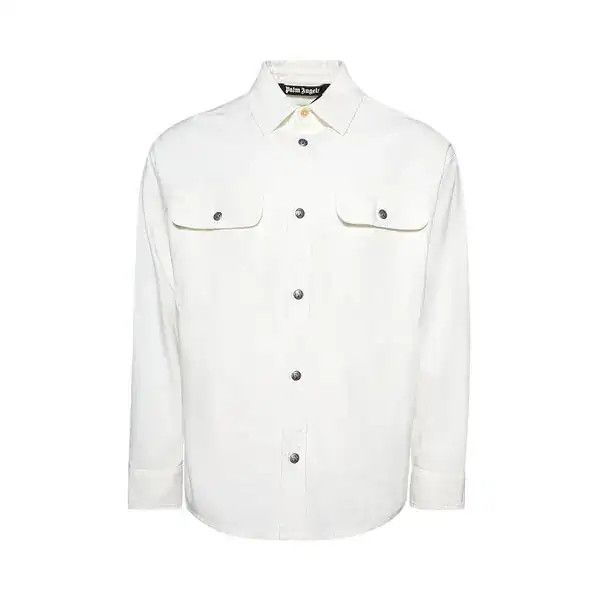 Palm Angels o1mle0426 Monogram Embroidery Overshirt in White Size US M / EU 48-50 / 2 - 1 Preview