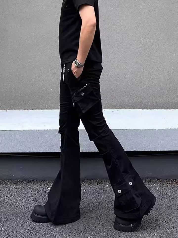 Jean Multi Pockets Black Slim Flared Jeans Pants Size US 30 / EU 46 - 6 Thumbnail