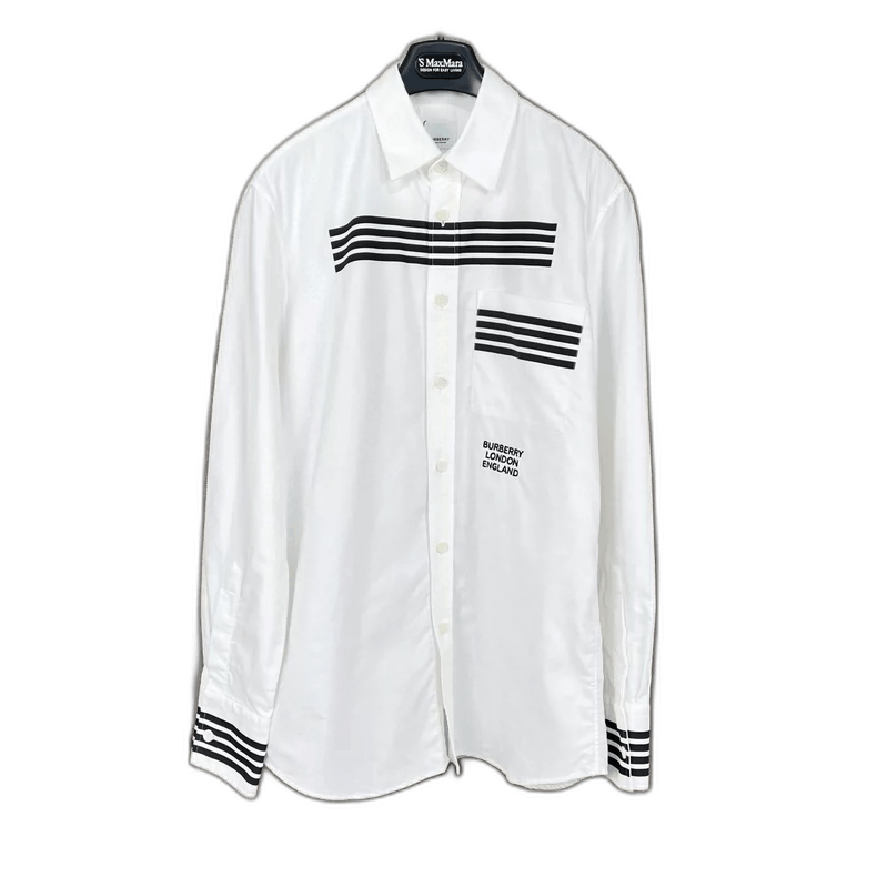 Burberry Burberry Embroidered Striped Long Sleeve Shirt Size US M / EU 48-50 / 2 - 1 Thumbnail