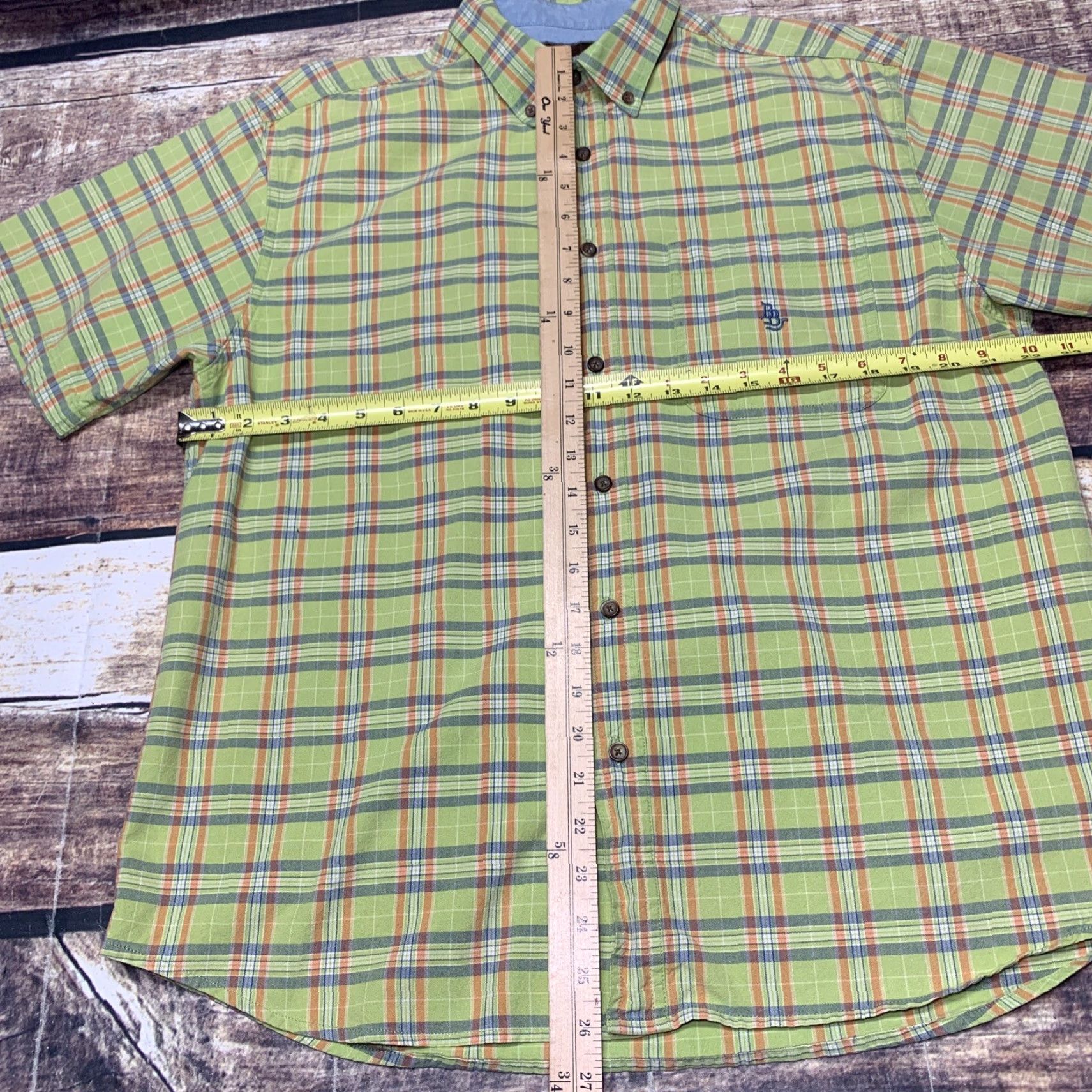 Vintage Bit & Bridle Shirt Men L Green Plaid Short Sleeve Button Down Cotton Size US L / EU 52-54 / 3 - 2 Thumbnail
