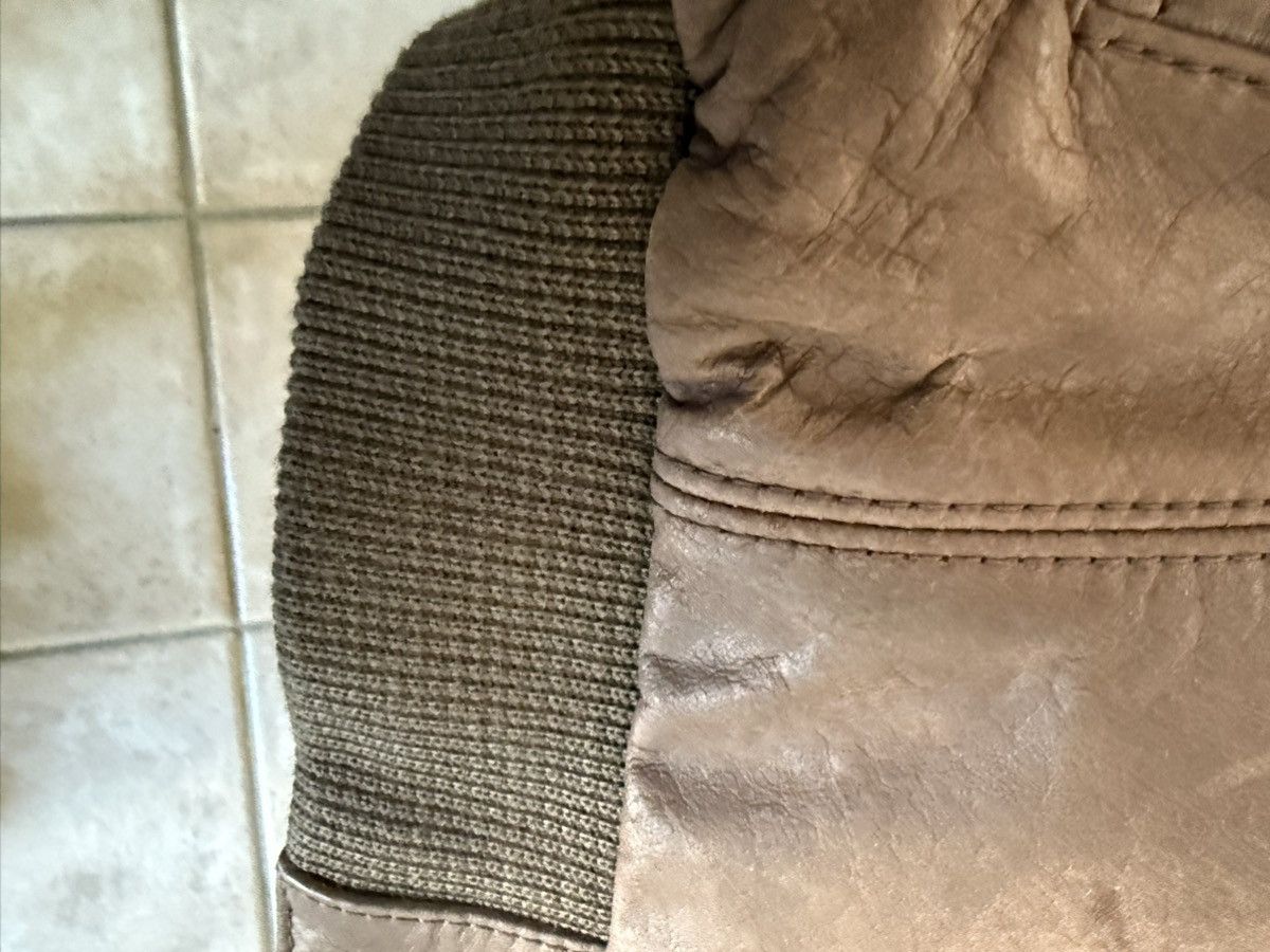 Jos. A. Bank Jos. A. Bank Brown Leather Bomber Jacket L– Map Print Lining Size US L / EU 52-54 / 3 - 7 Thumbnail