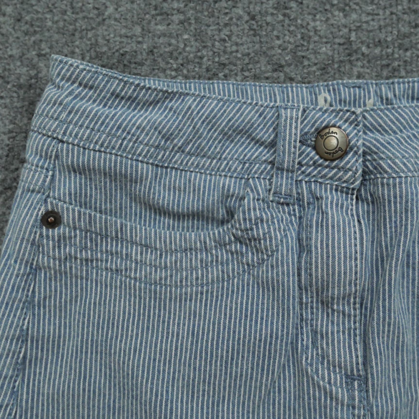 Boden Boden Skirt Womens 2 2S Blue White Hickory Striped Stretch Canvas Short Size 26" / US 2 / IT 38 - 2 Thumbnail