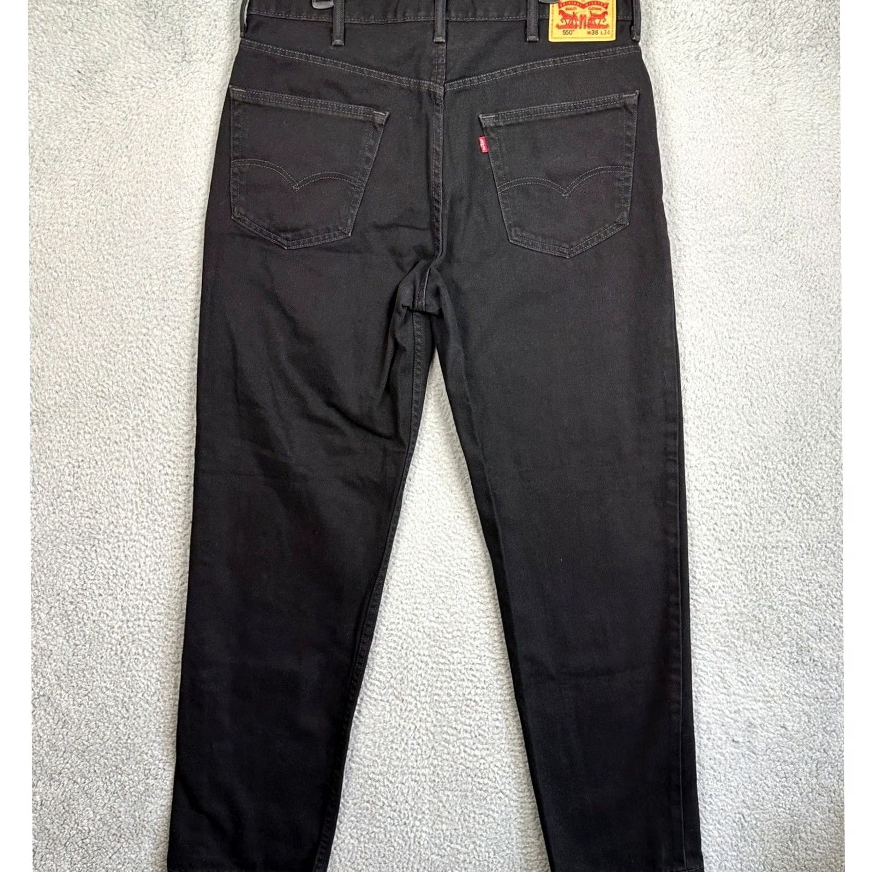 Levi's Levi's 550 Jeans Mens 38X34 Black Relaxed Straight Fit Dark Wash Denim Red Tab Size US 38 / EU 54 - 2 Thumbnail