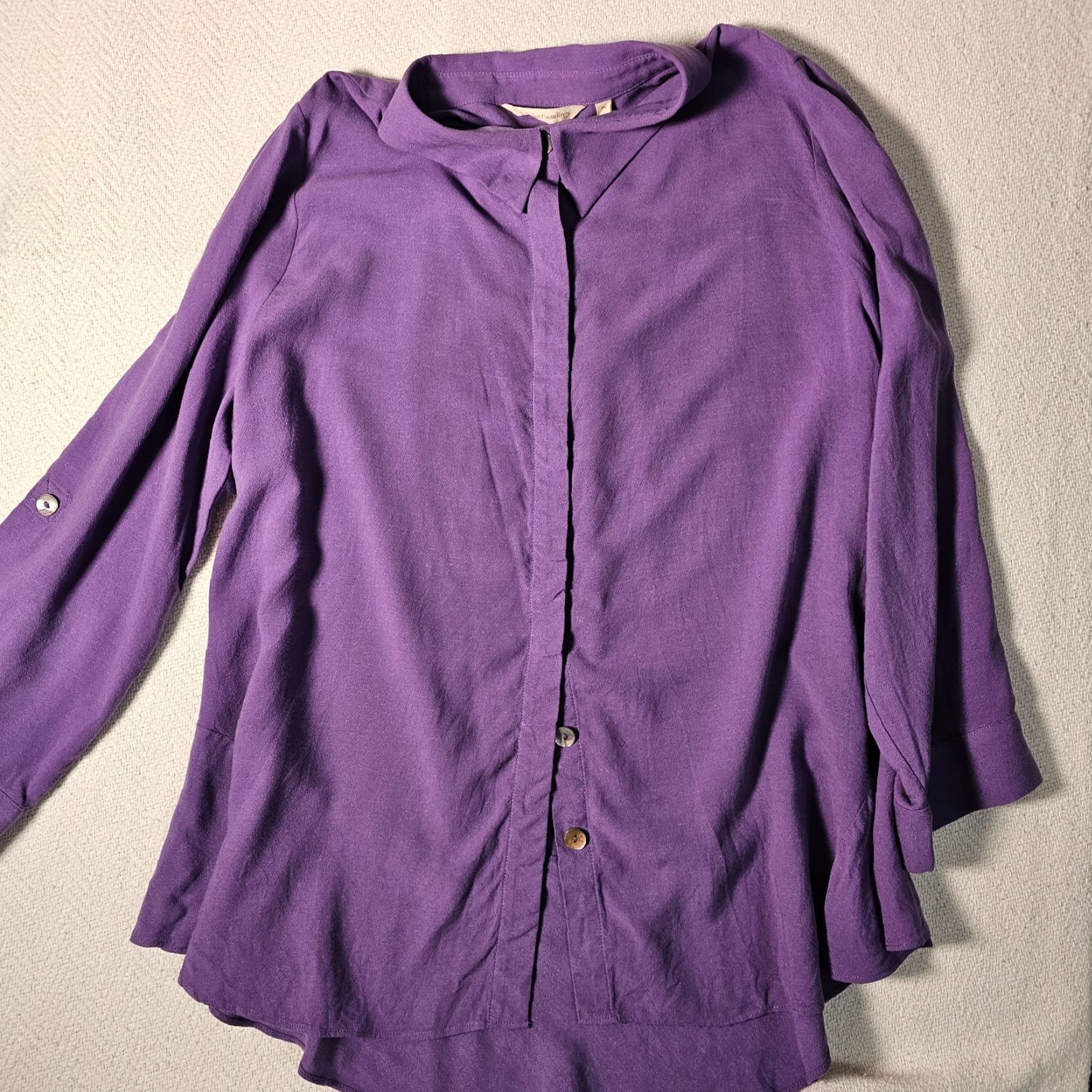 Soft Surroundings Soft Surroundings Shirt Womens PL Petite Large Purple Long Sleeve Button Up Size L / US 10 / IT 46 - 6 Thumbnail